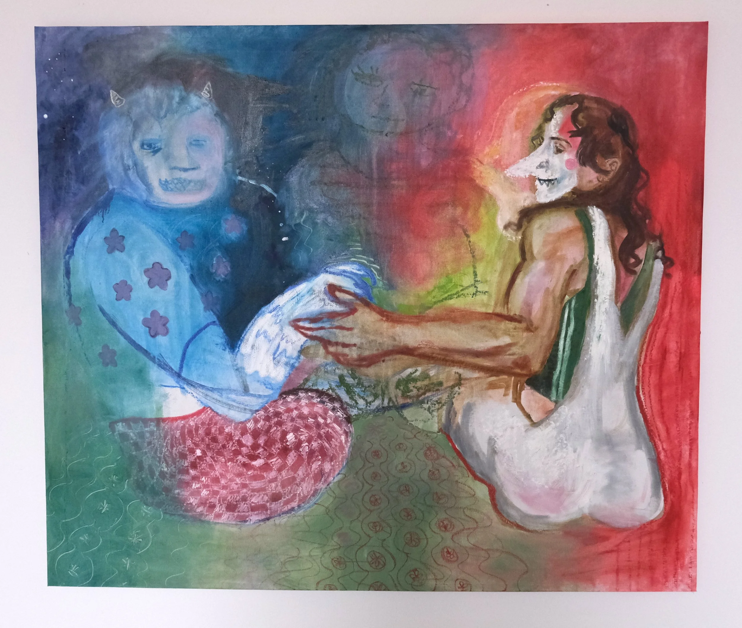 Wild Things, oil, oil stick, and oil pastel on canvas, 57" 43" 2025