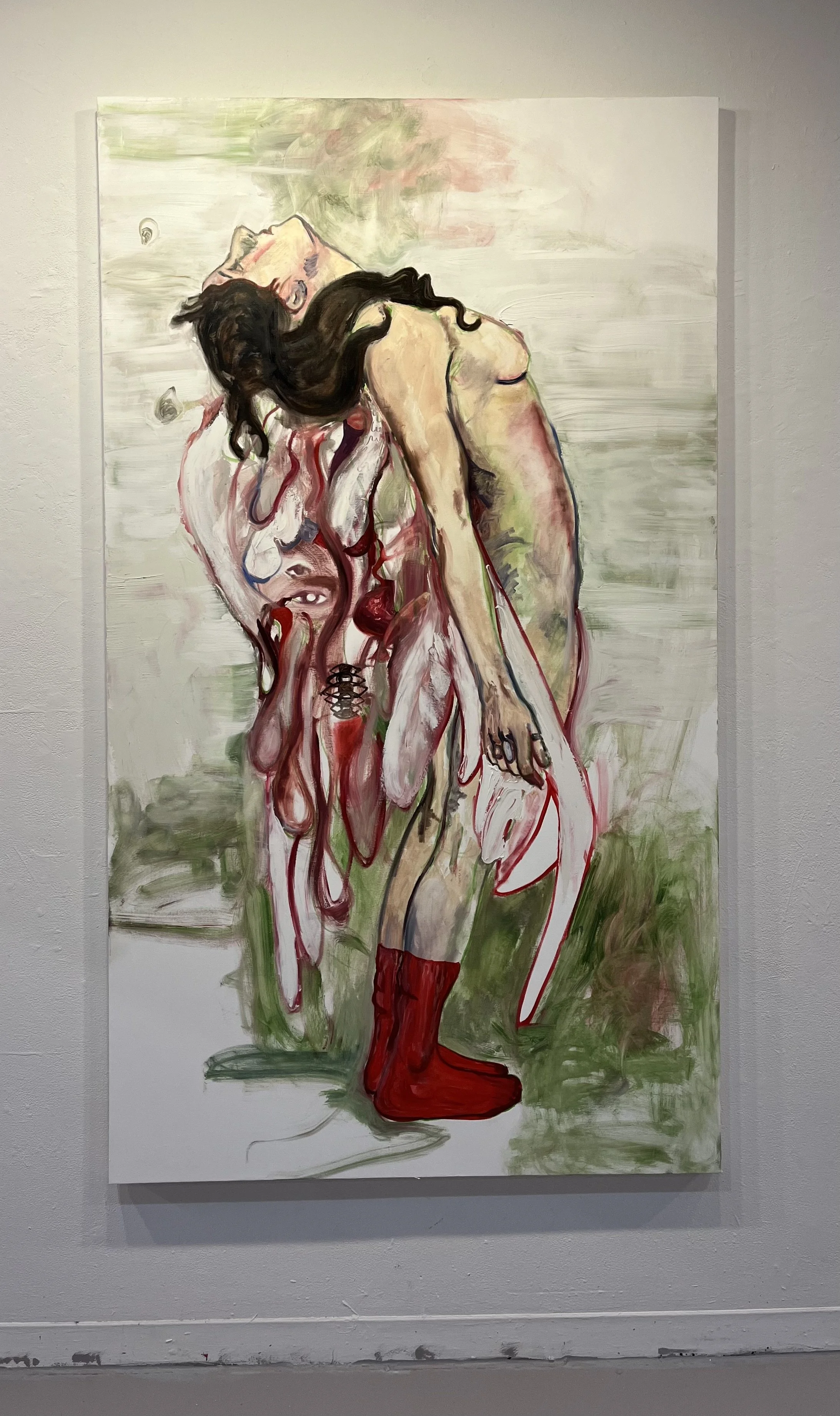 Untitled (Angel), oil on canvas, 84 x 84" 2025