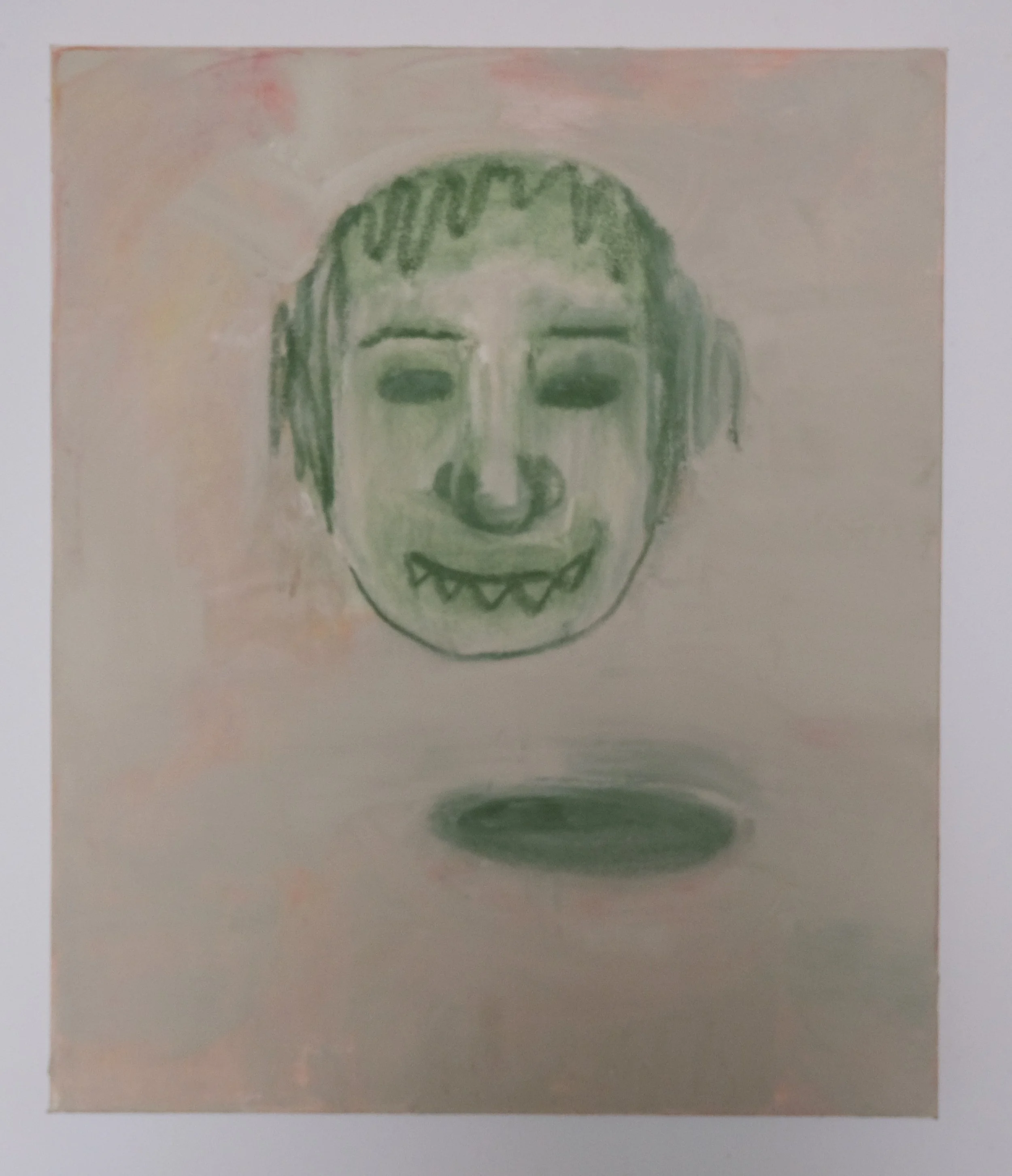 face :))), oil and oil stick on canvas, 18 x 20, 2025