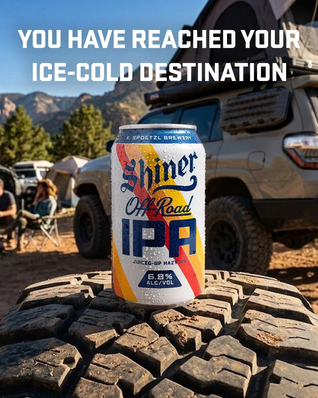 Shiner Off-Road IPA. The juiced-up hazy IPA that goes great with your destination.