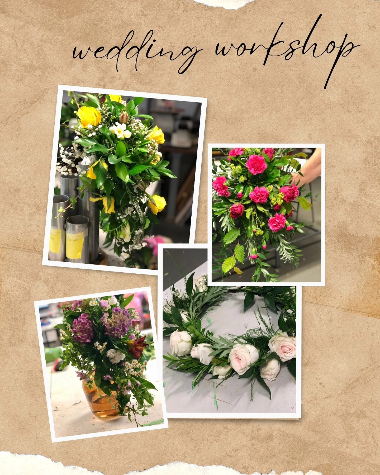 Productive class yesterday creating cascade bouquets and flower crowns 🌸