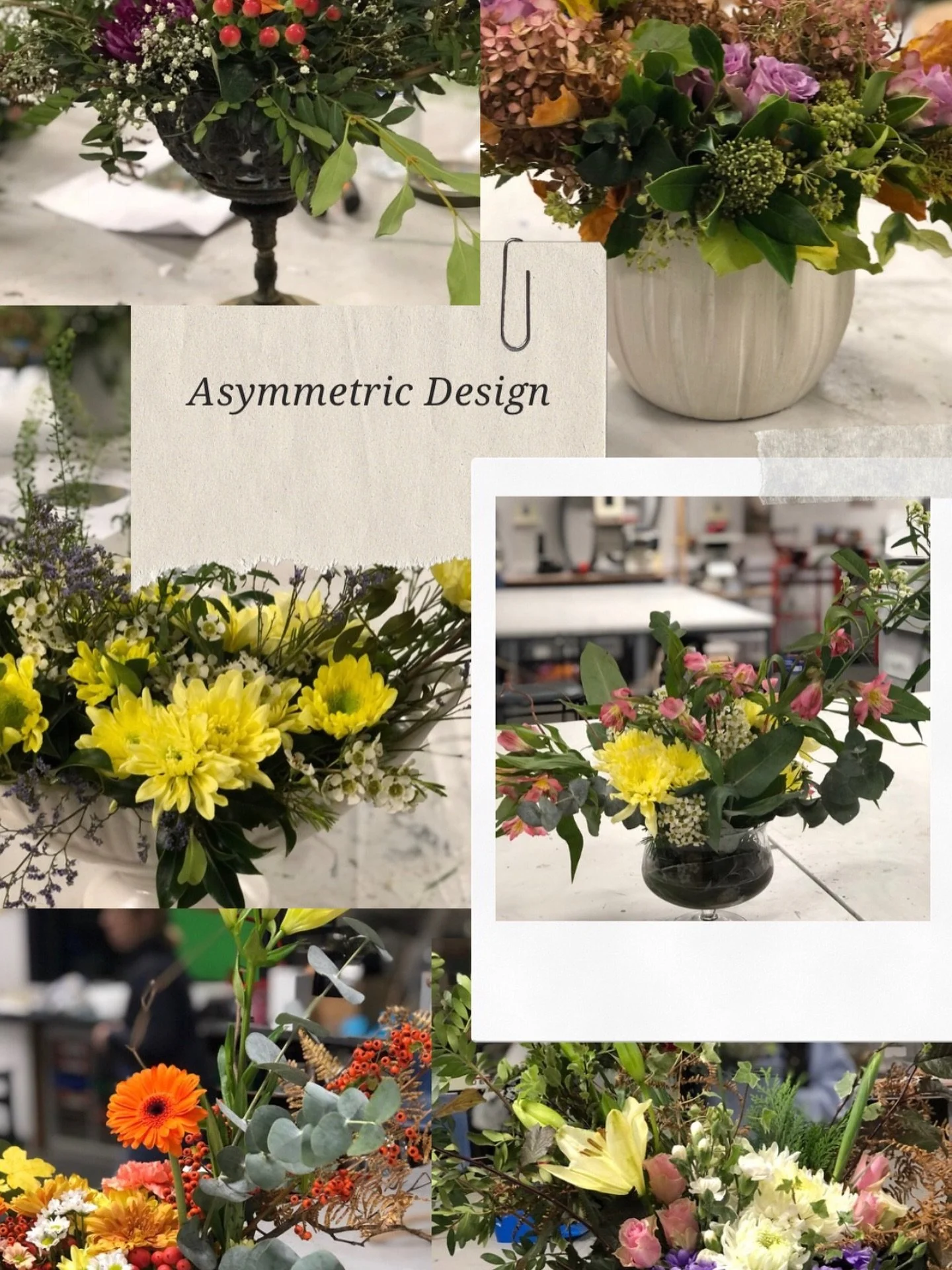 Great evening creating asymmetrical flower designs @oaklandscollege 
More floristry courses coming up - including Christmas flower designs (wreaths & table), introduction, improvers, Easter wreath making & wedding floristry courses - all on