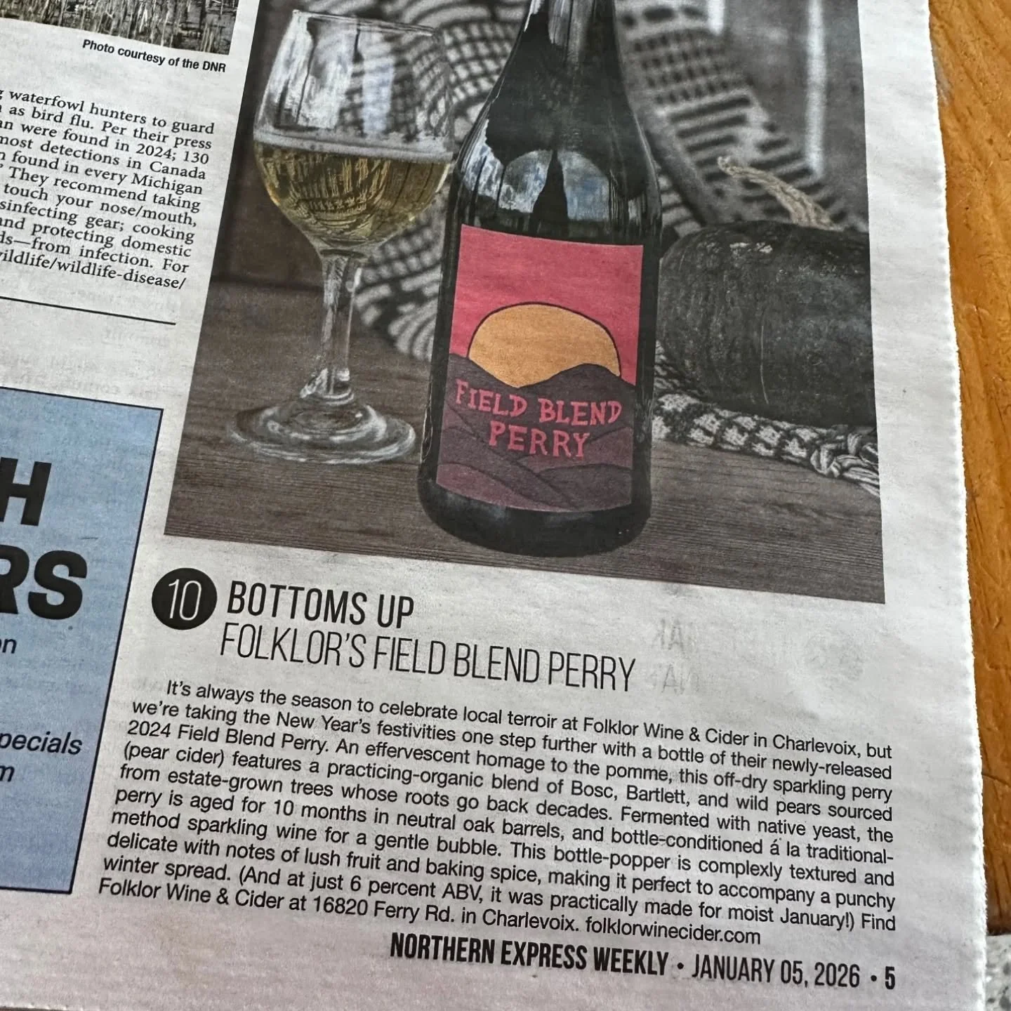 Our Field Blend Perry got a little love from the @northernexpressmi Thank you to Anna Faller for the writeup!

And we have to say we agree, it's the perfect low abv sip to start the year. Field Blend Perry is available in the tasting room and to ship