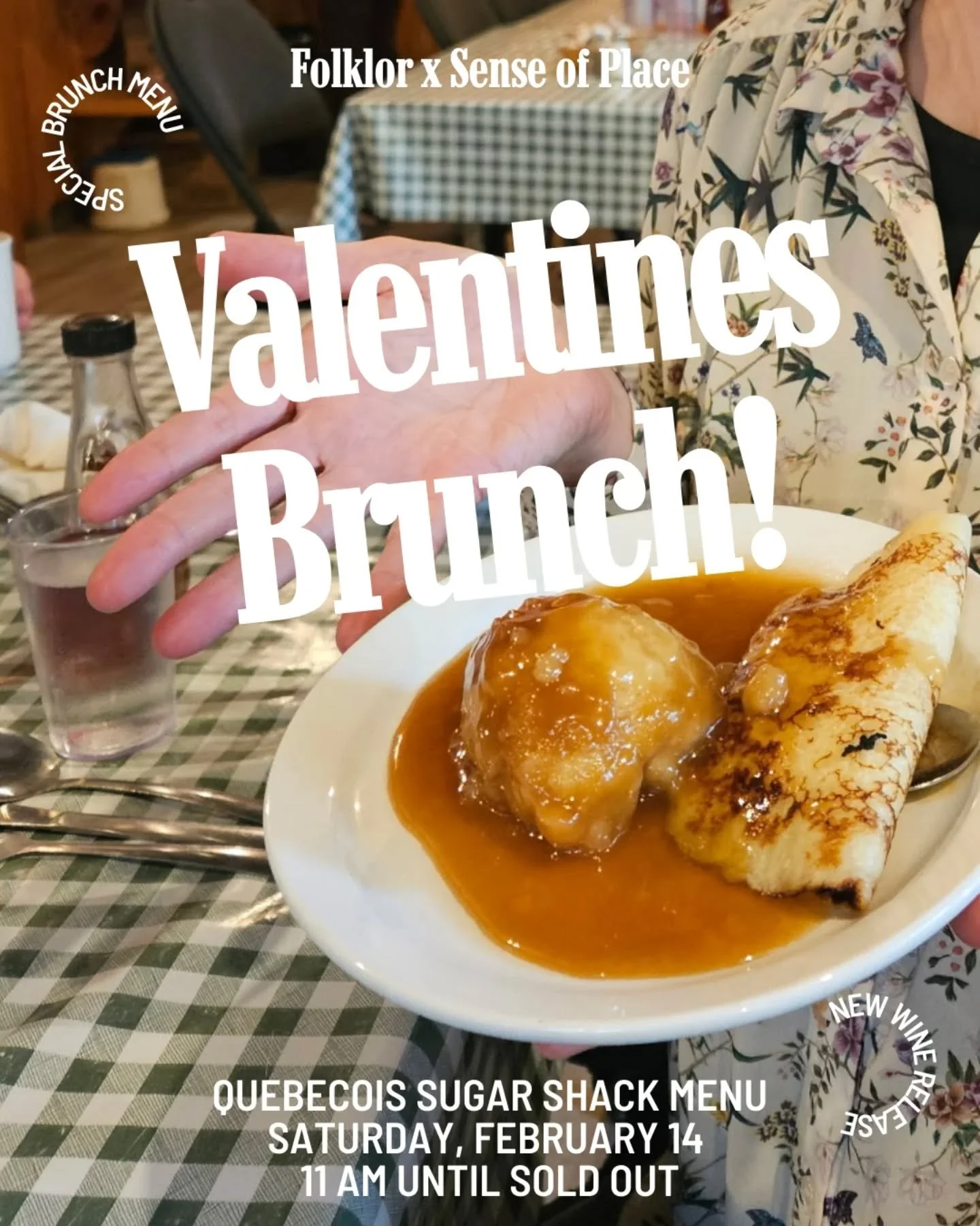 Join us and @senseofplacetc at the farm this Saturday for Valentines Brunch featuring a classic Quebecois Sugar Shack menu. Michelle will be serving her famous crepes and family recipes.

Cozy, snowy brunch vibes and a new sparkling wine release. Sat