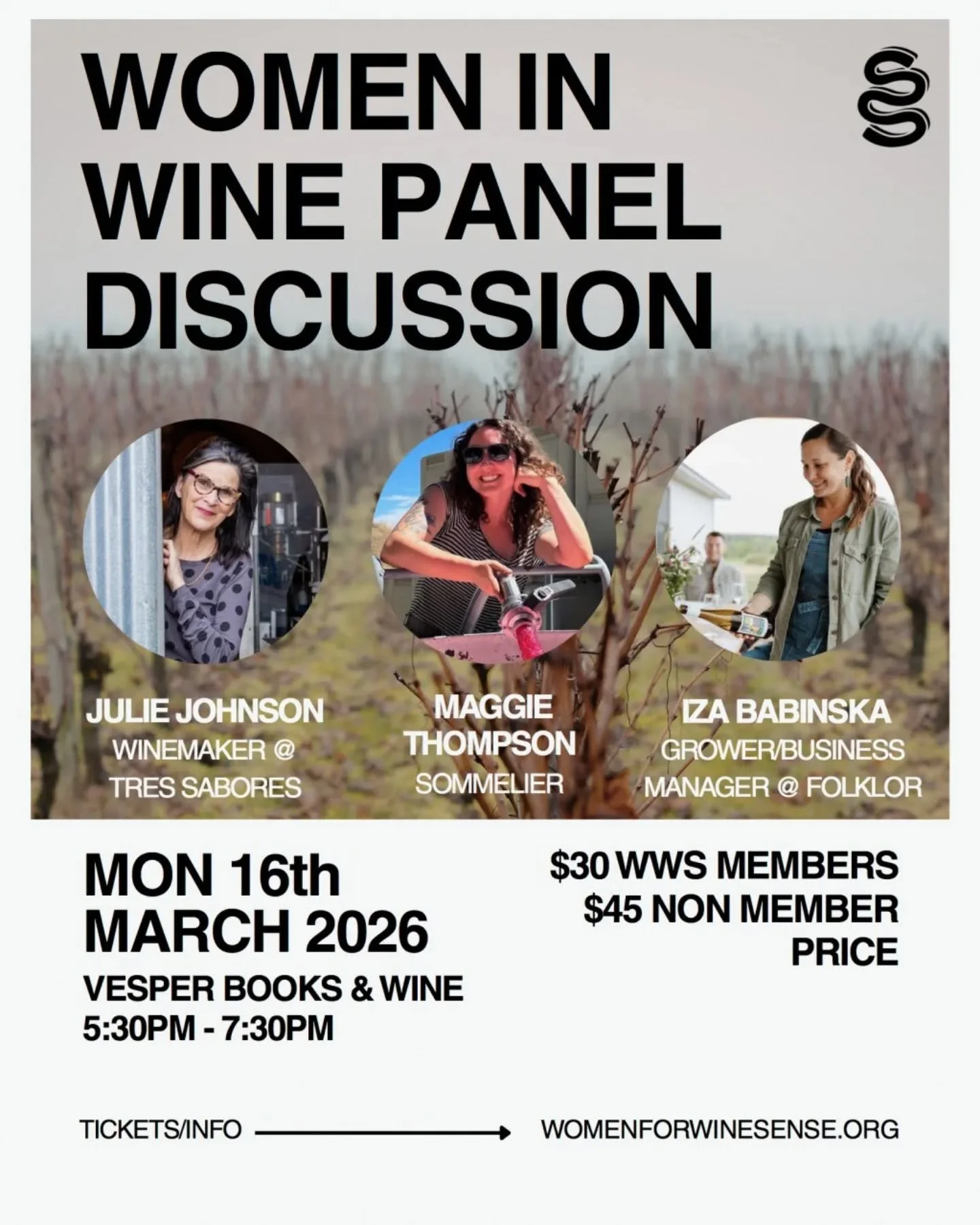 Join me in Detroit for the&nbsp;@winesensedetroit panel discussion with Julie Johnson of Tres Sabores and Sommelier, Maggie Thompson moderated by Abigail Leedom, Wine Director for Freya &amp; Chartreuse.

We'll be at&nbsp;@vesperbooksandwine on Monda