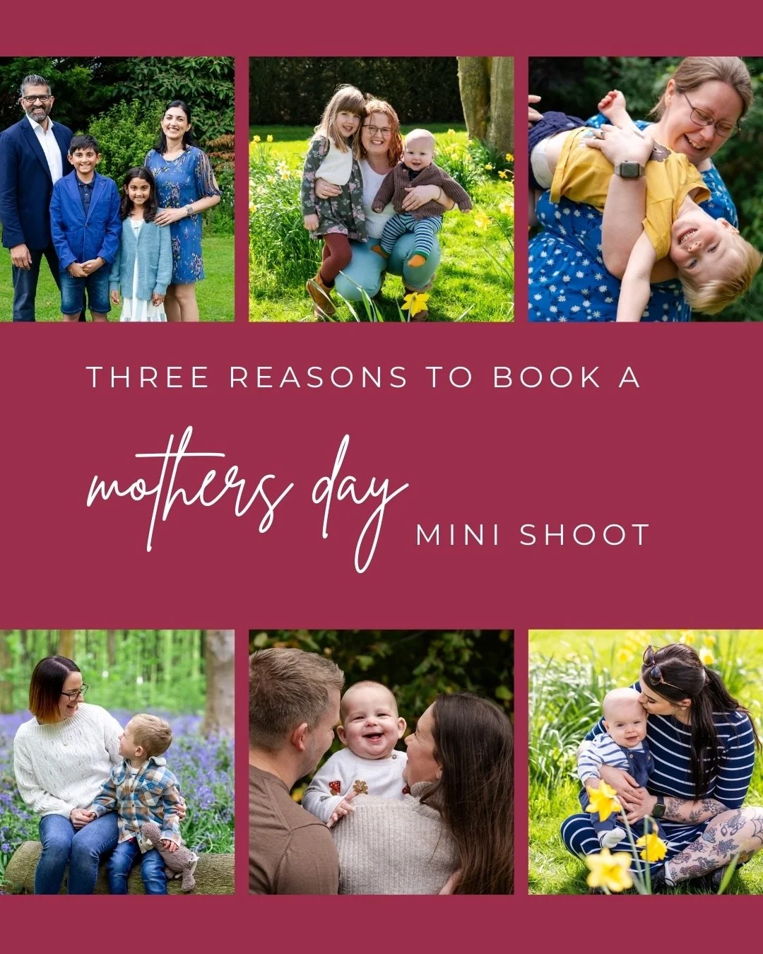 Three reasons why you should book a Mothers Day mini shoot:

1. Quality time with no distractions
Life gets busy and you&rsquo;re probably always the one behind the camera. This is your excuse to slow down and simply be together. Let me document the 