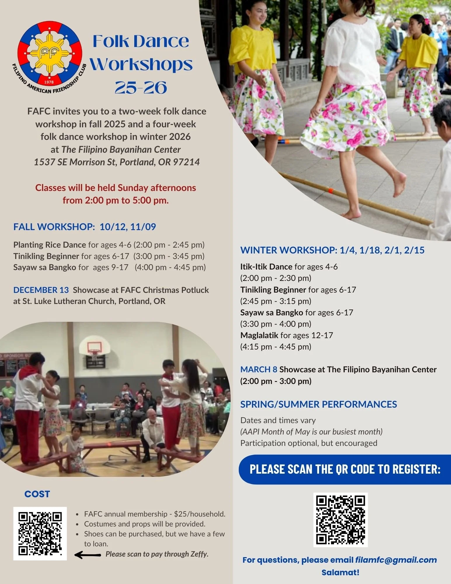 Folk Dance Workshop with the Filipino American Friendship Club - Winter Workshop - Week 4
