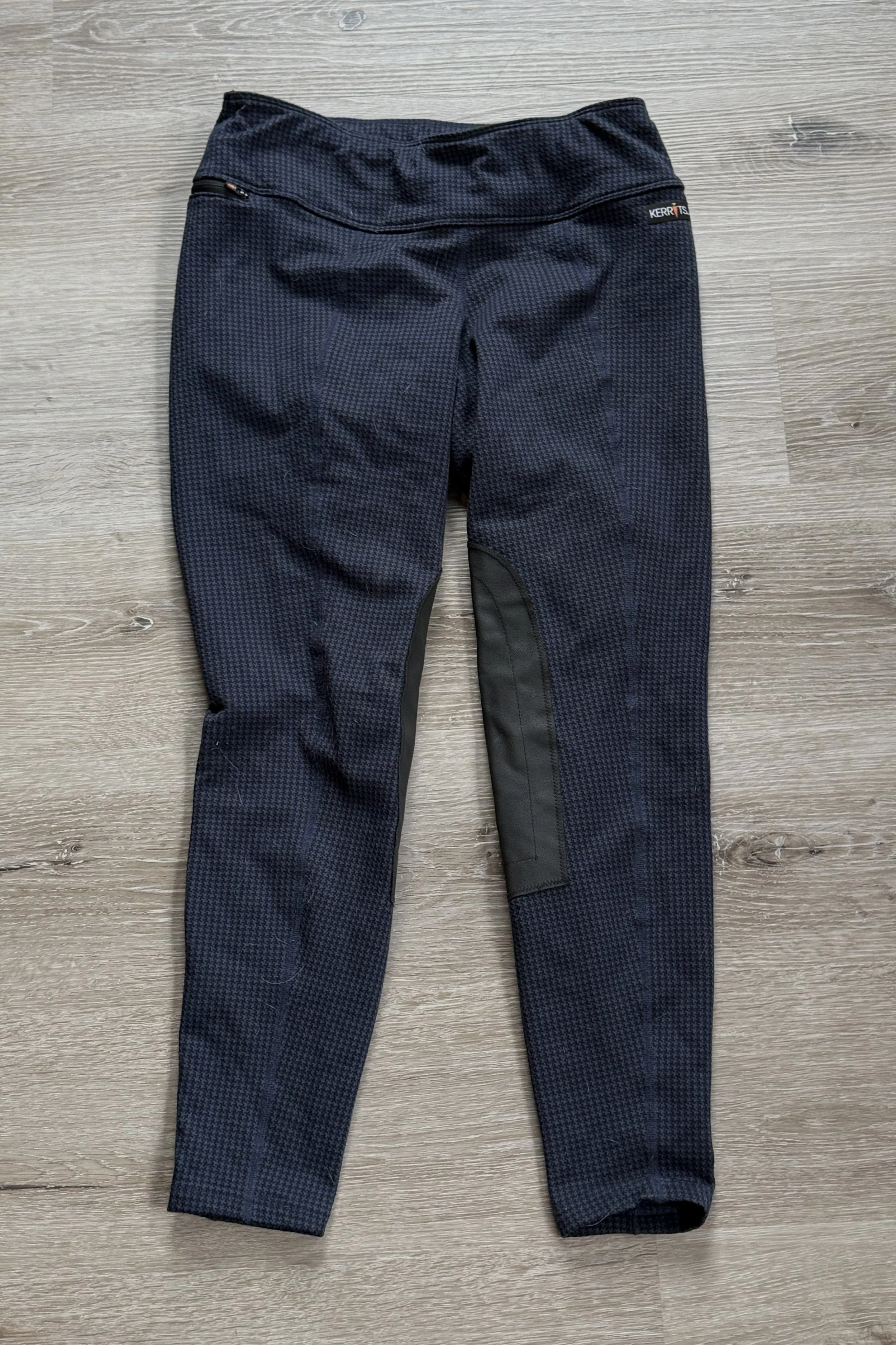 Kerrits Fleece Light Patch Tights In Navy Herringbone - Medium