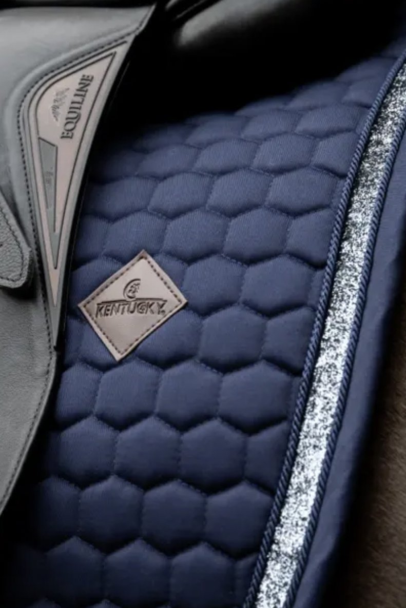 Kentucky Horsewear Dressage Saddle Pad Glitter Band In Navy - 2nd Round Equestrian