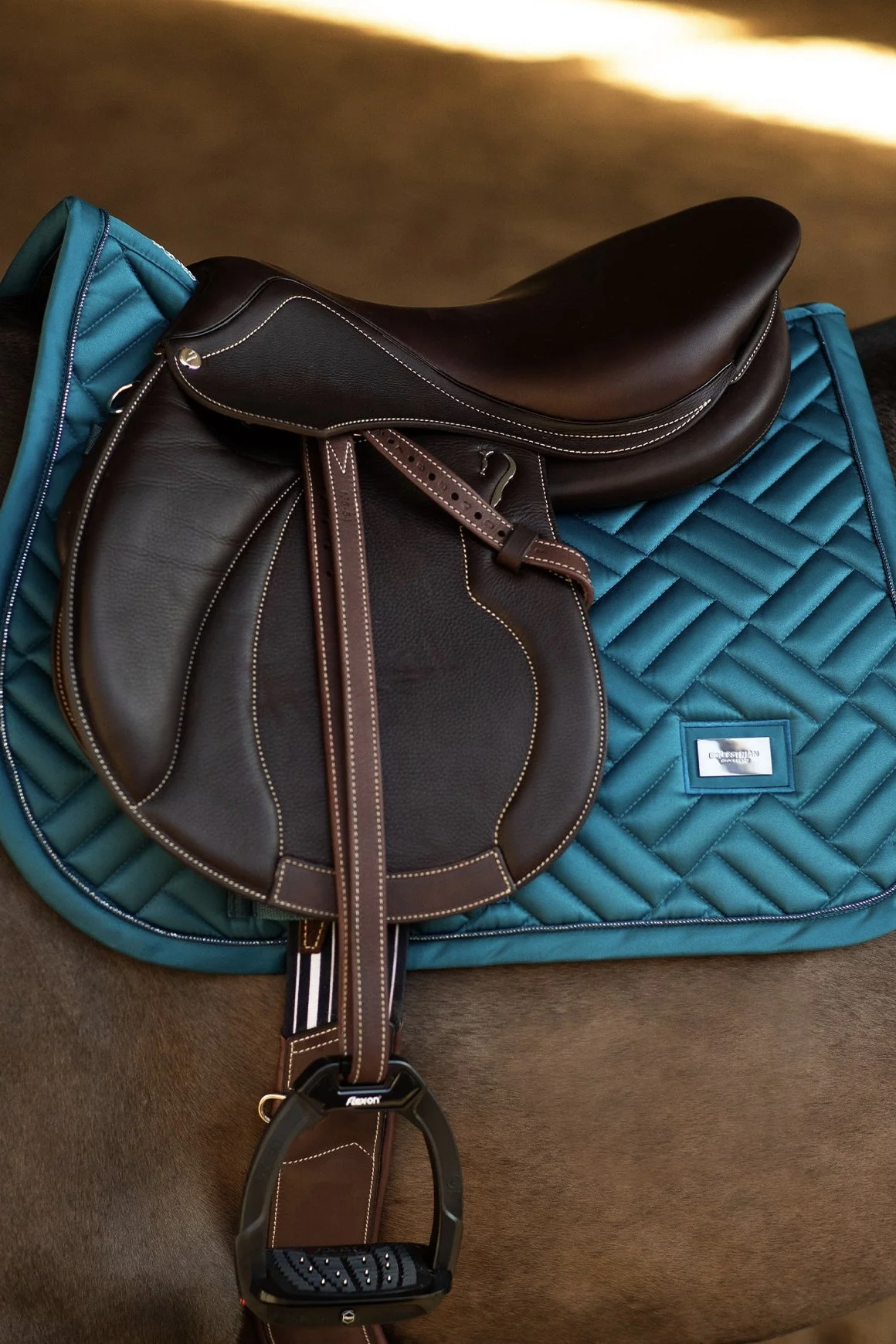 Equestrian Stockholm Jump Modern Saddle Pad In Teal Blue