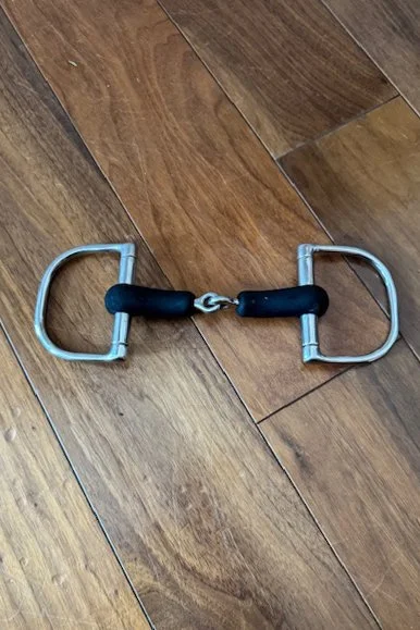 Rubber Single Jointed Snaffle D Ring Bit - 4.75"