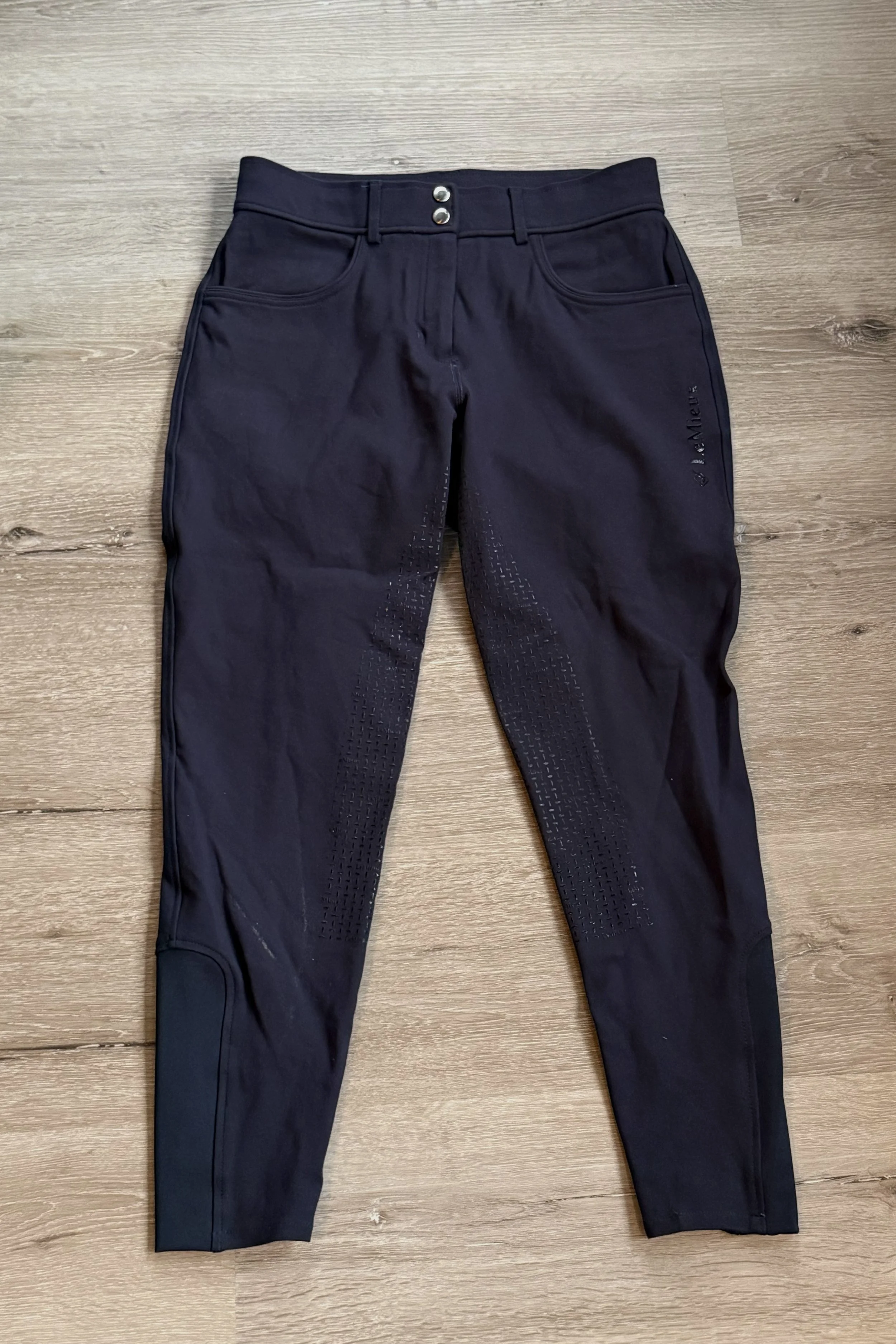 LeMieux Cotton Knit Full Grip Breech In Navy - US 10