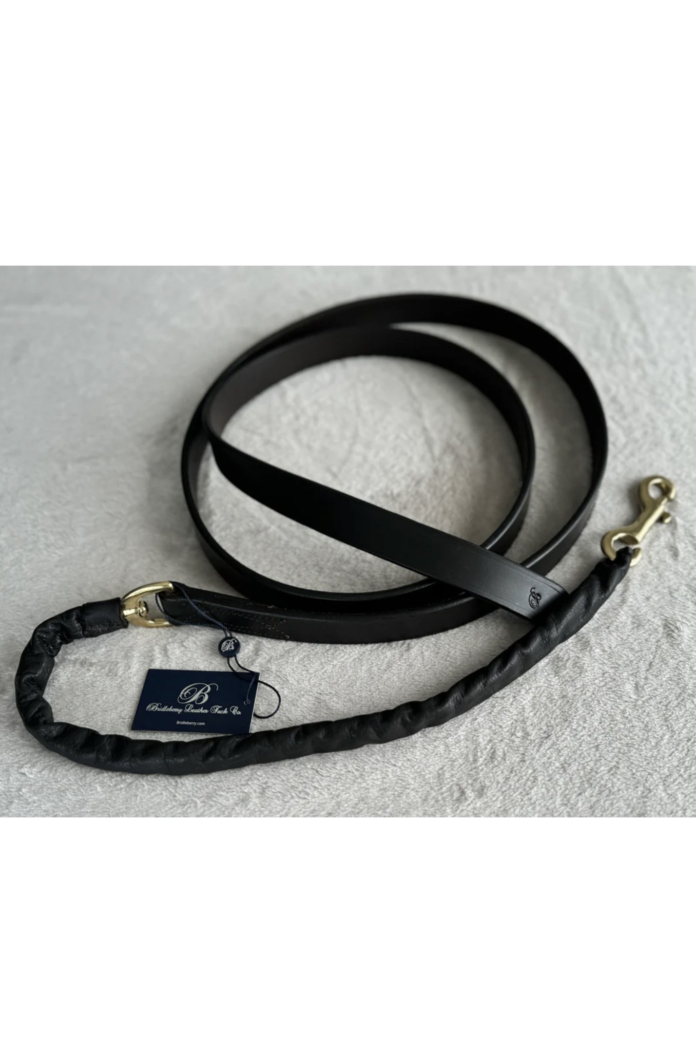 Bridleberry Leather Lead With Leather Covered Chain In Black
