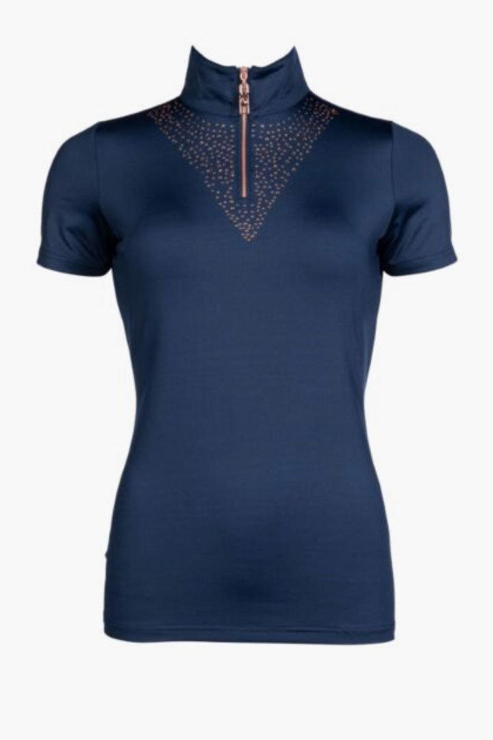 HKM Rosegold Glamour Short Sleeve Functional Shirt In Deep Blue - 2nd Round Equestrian