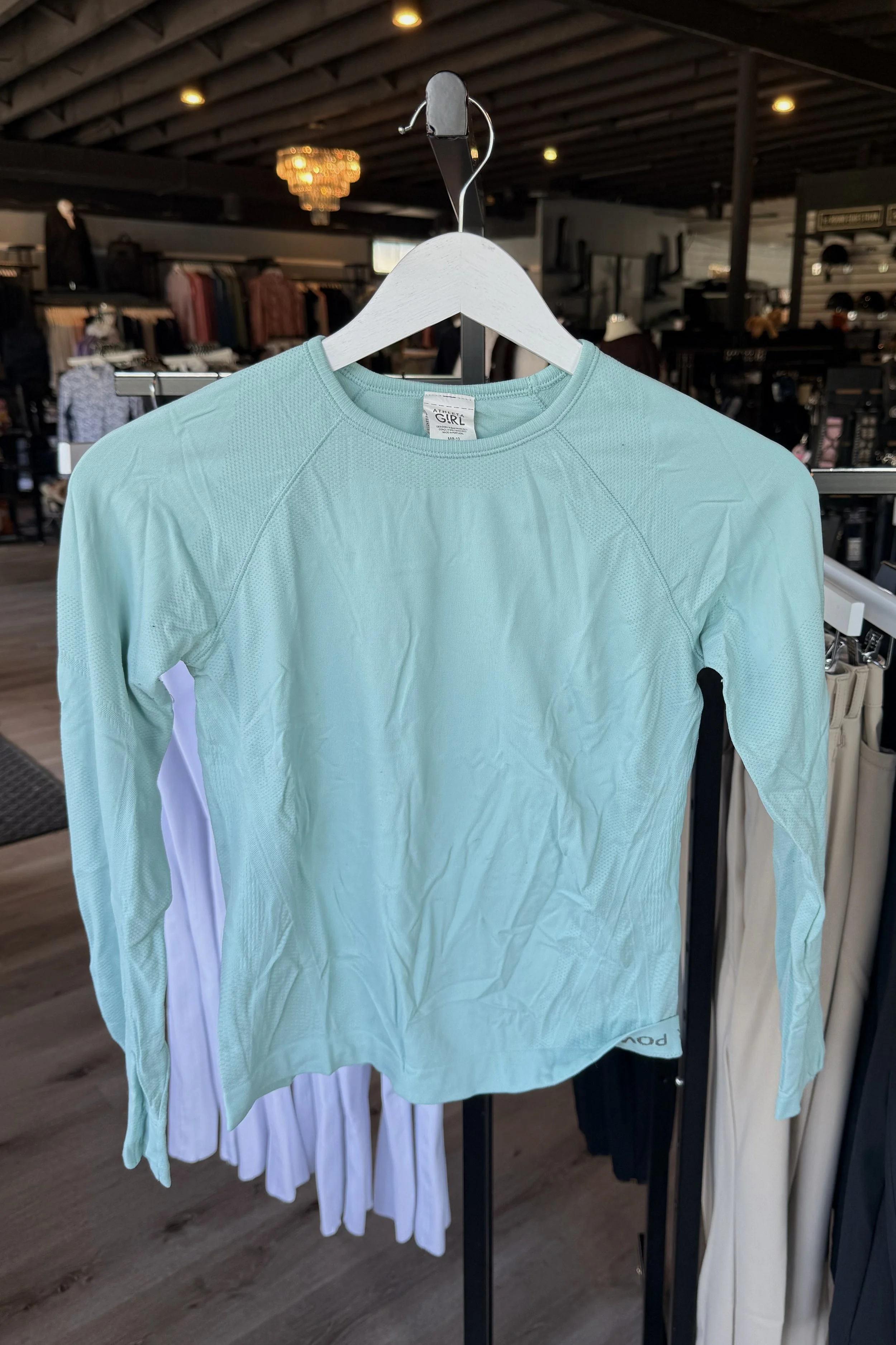 Athleta Girl Long Sleeve Sunshirt In Turquoise - Kids Medium