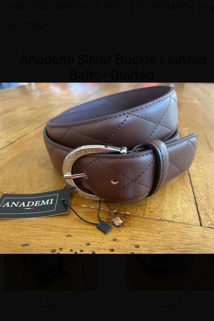 Anademi Quilted Leather Belt In Brown With Silver Buckle - 2nd Round Equestrian