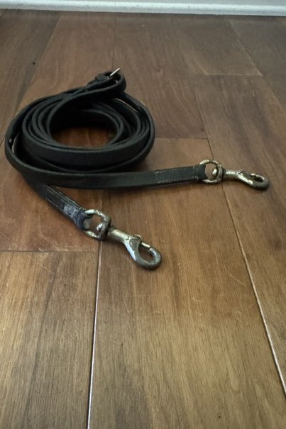 Leather Draw Reins With Snaps In Brown - Horse