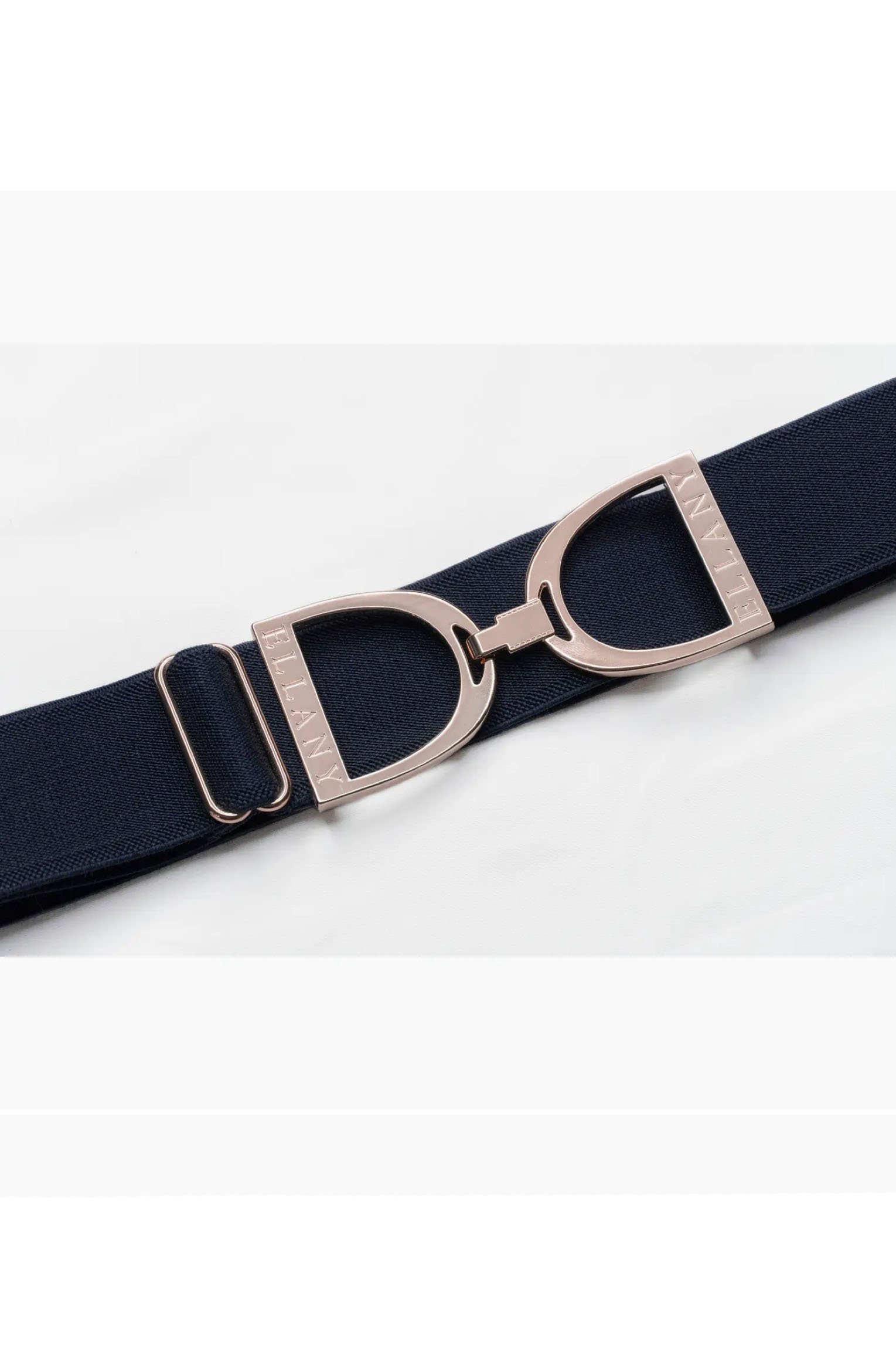 Ellany Stirrup Elastic Belt In Navy & Rose Gold 1.5" - Youth - Adult 2XL - 2nd Round Equestrian