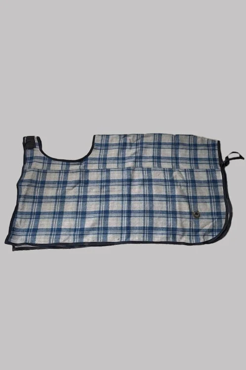 Centaur Wool Quarter Sheet In Blue & Grey Plaid - 70-72"