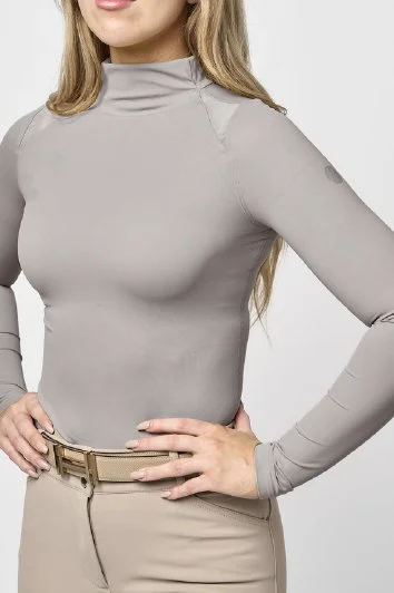 TKEQ The 'CHLOE' High Collar Technical Top In Silver