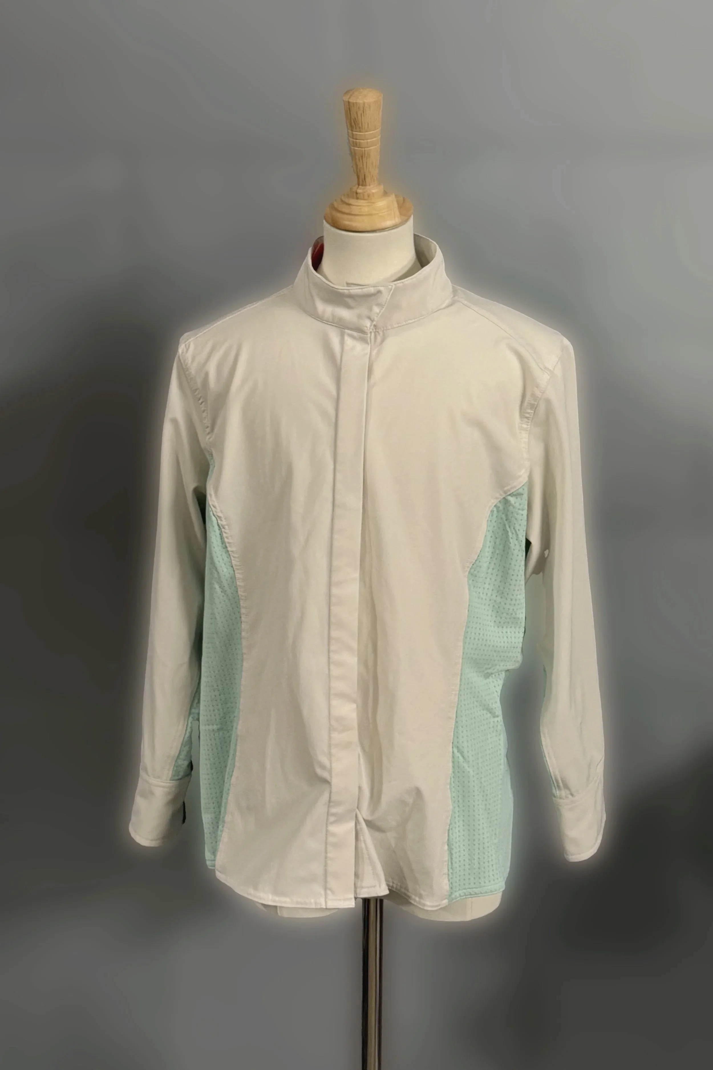 Irideon Athena Long Sleeve Show Shirt In White & Teal - Kids XL