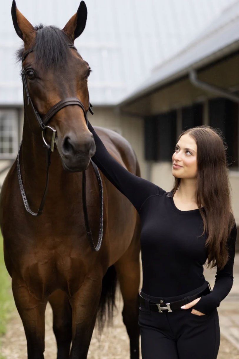TKEQ The 'KENNEDY' Seamless Long Sleeve 2.0 V Neck In Black - 2nd Round Equestrian