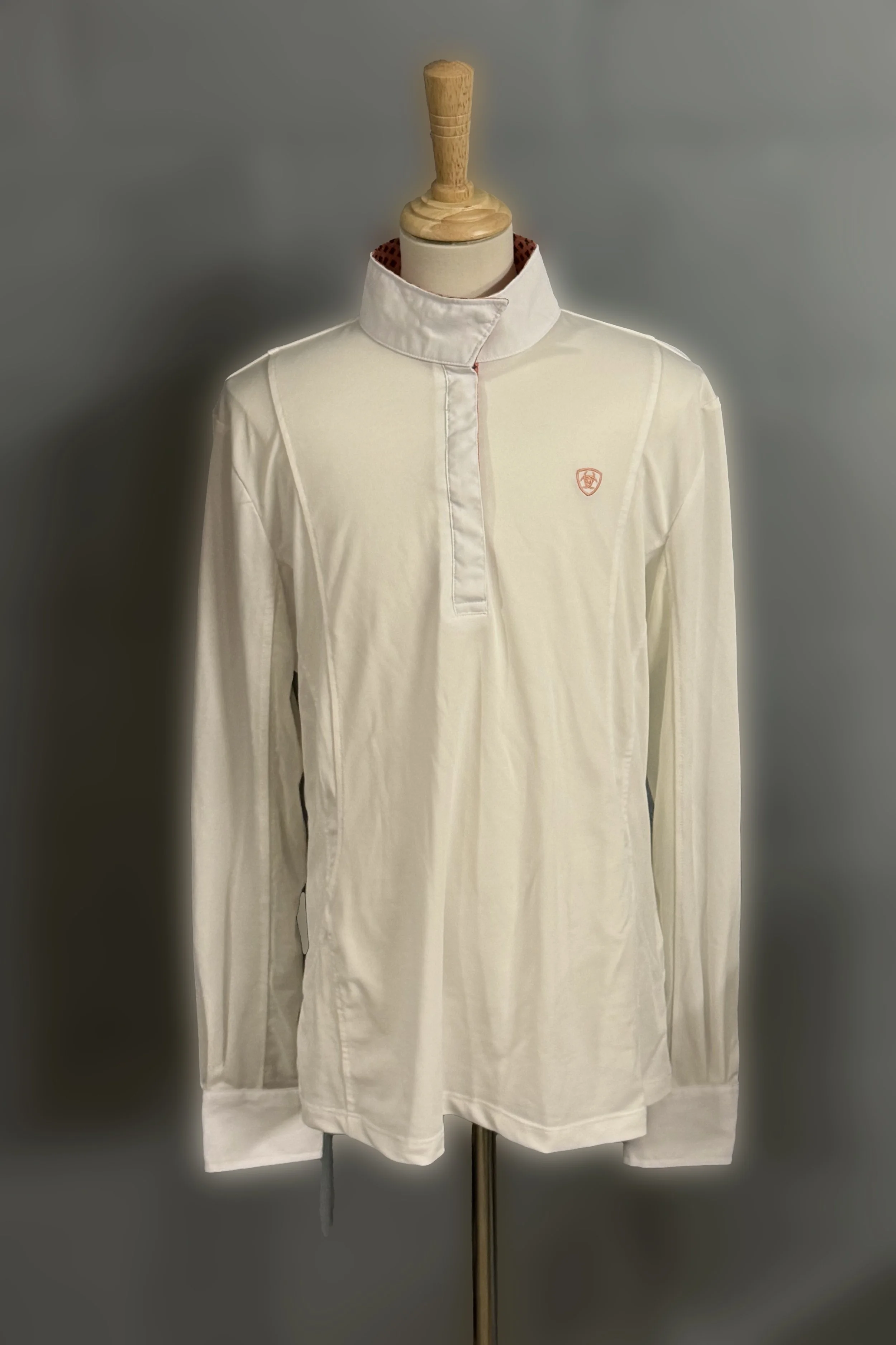 Ariat Sunstopper Long Sleeve Show Shirt In White/Pink - Medium