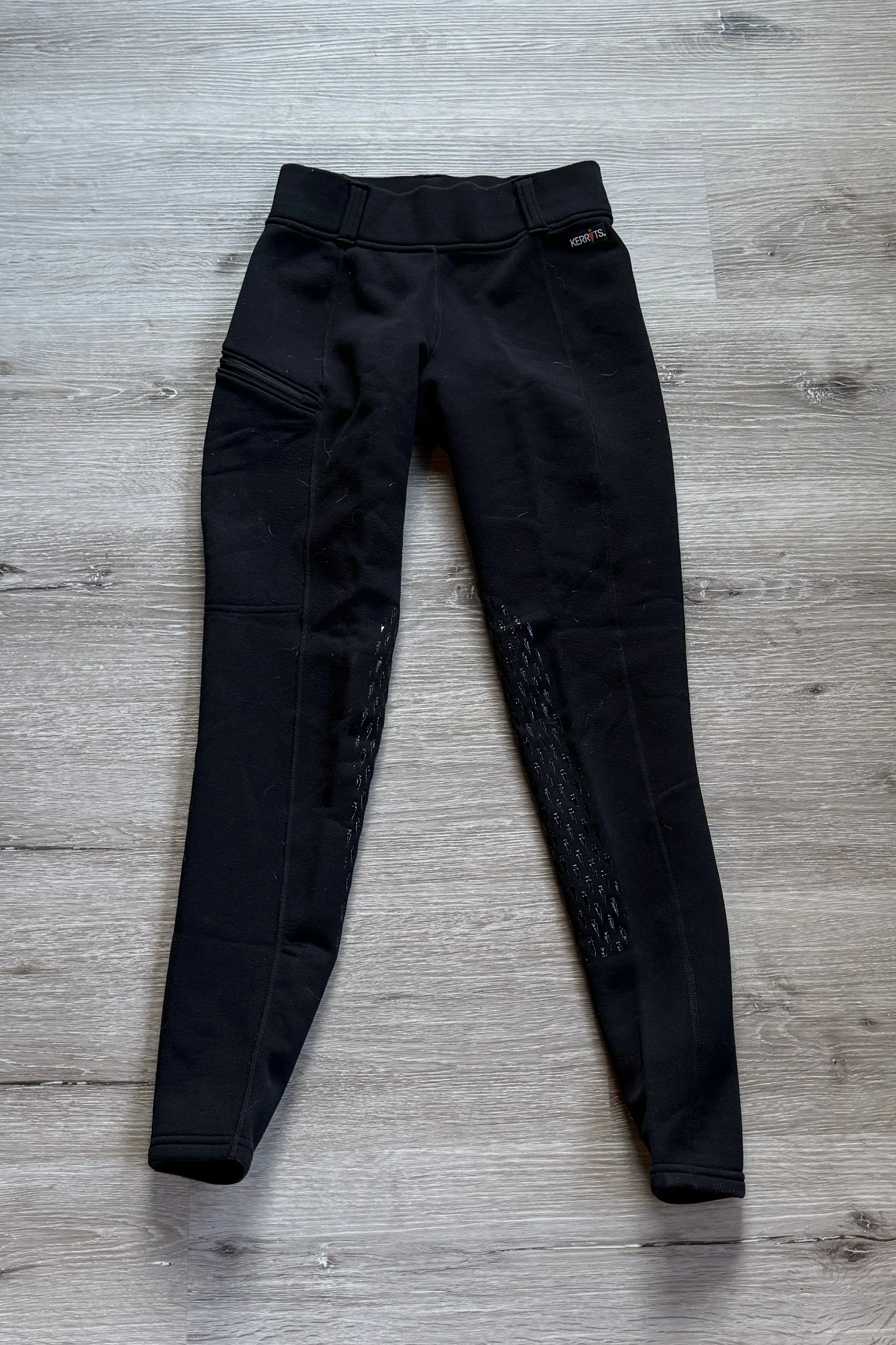 Kerrits Power Stretch Fleece Knee Patch Pocket Riding Tight In Black - Small