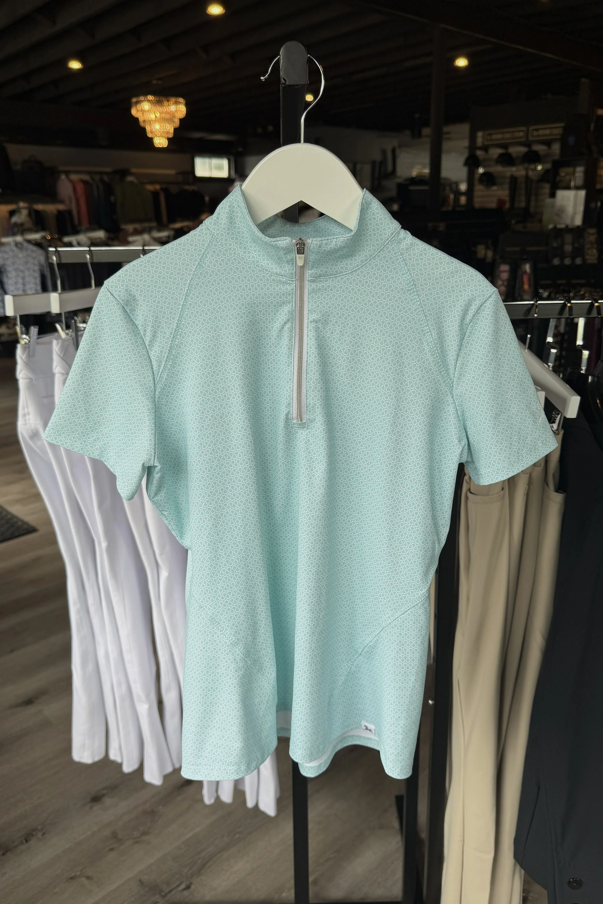 RJ Classics 1/4 Zip Short Sleeve Sunshirt In Light Blue Print - Kids Medium