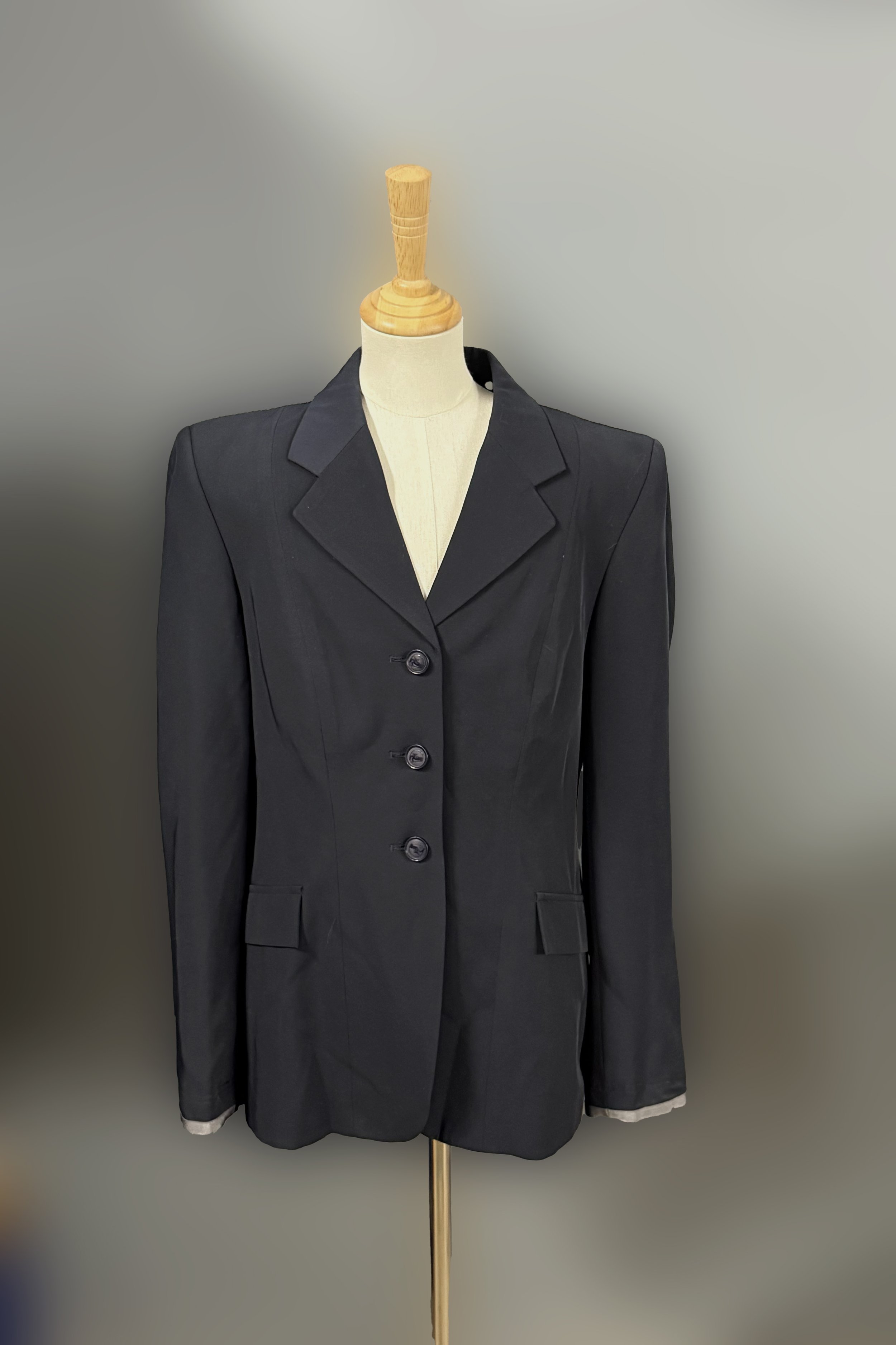 Grand Prix Athena Show Coat In Navy W/Grey Shoulder Trim & Grey Cuffs - 12 Regular (US 6)