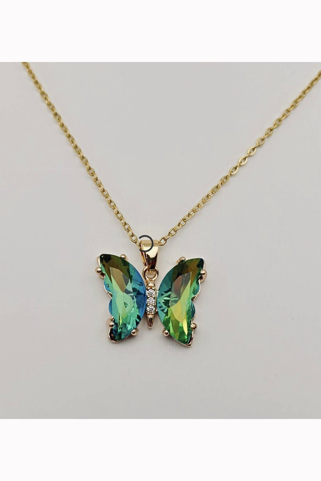 New .925 Sterling Silver Blue Green Butterfly Necklace - Etsy