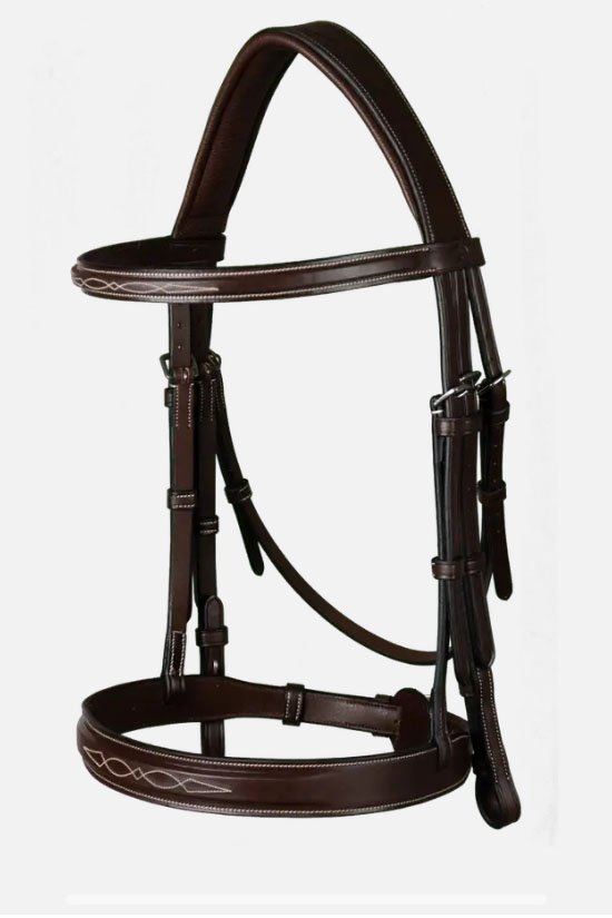 Dy'on Fancy Stitched Cavesson Hunter Noseband Bridle In Brown - 2nd Round Equestrian