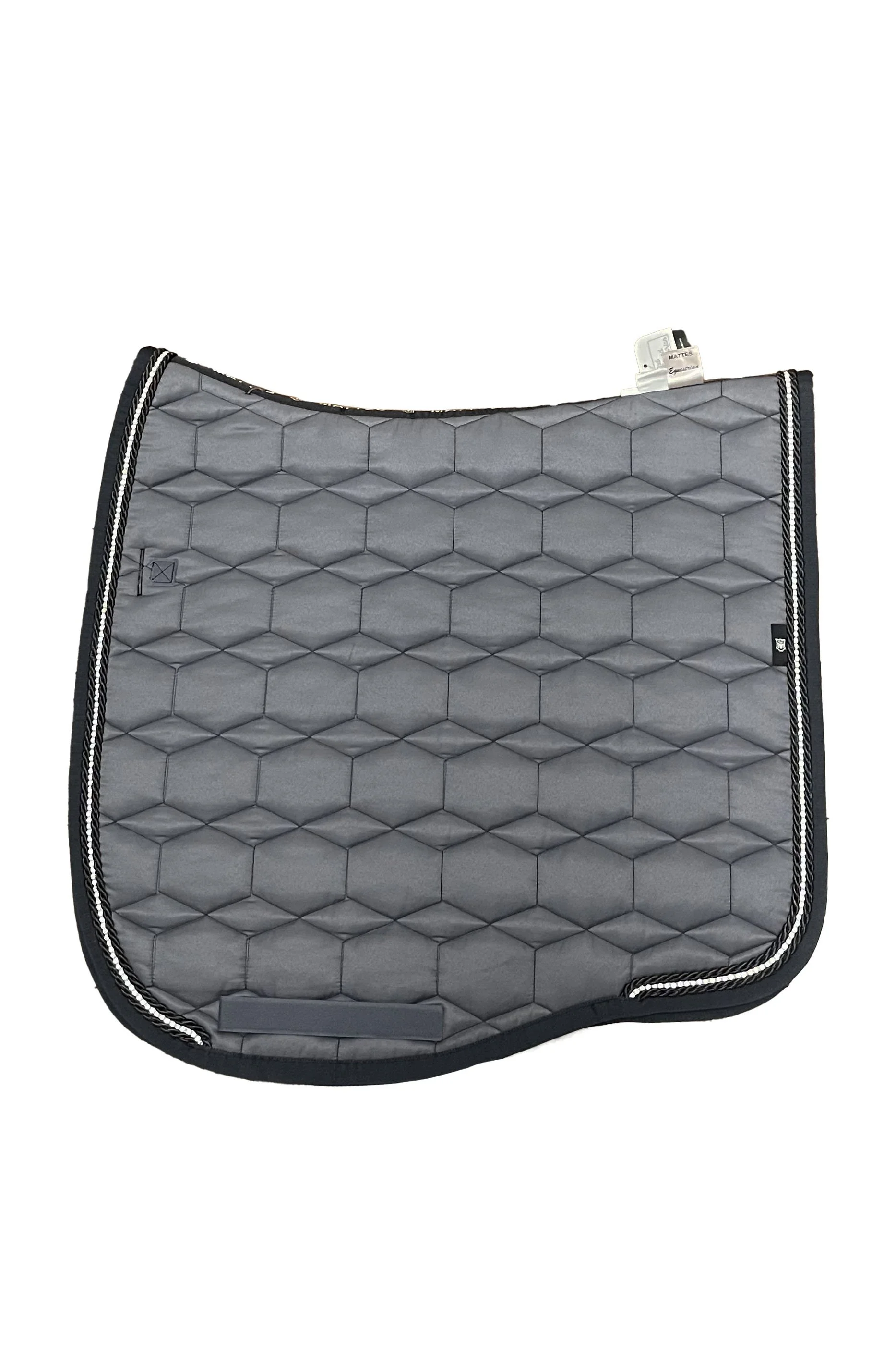 Mattes Quilted Eurofit Dressage Pad In Grey & Black - Large