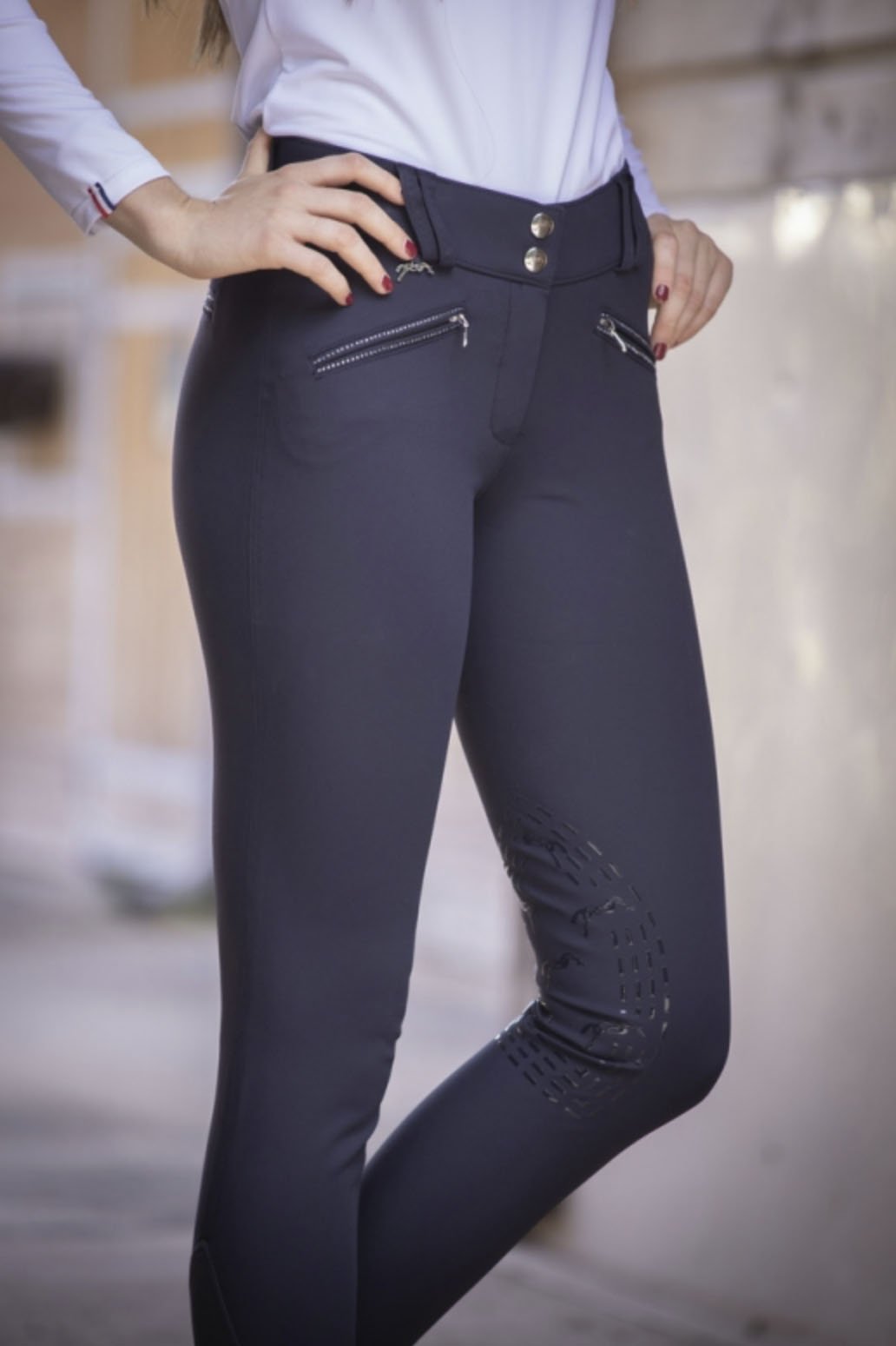 Penelope Rocky Stone Knee Grip Breeches In Navy