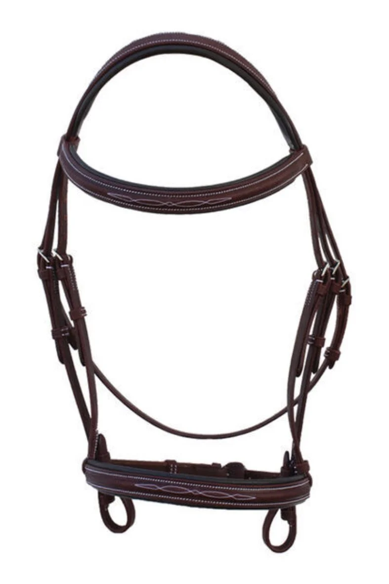 RHC Equestrian Fancy Medium Bridle with Reins In Brown