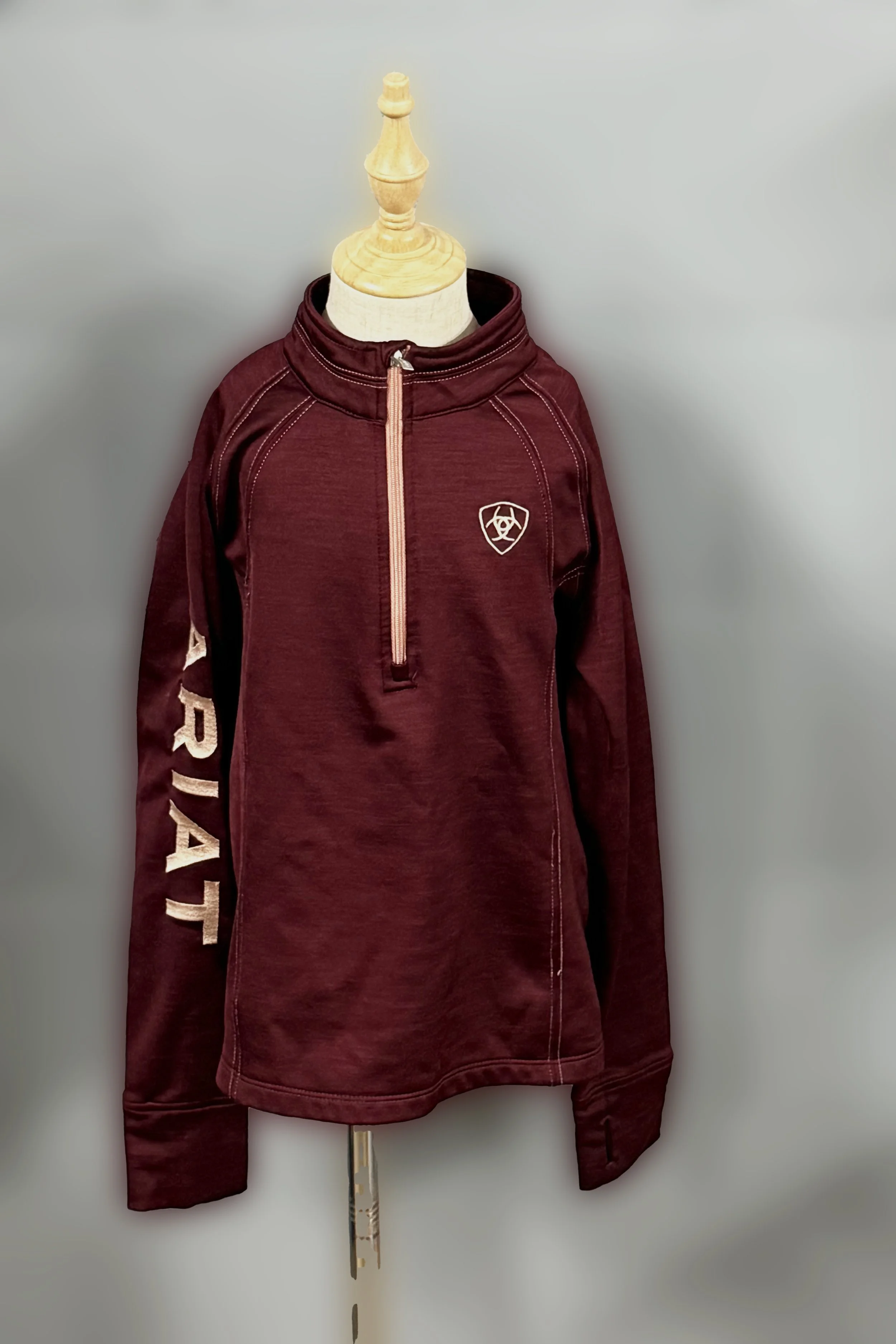 Ariat Tek Team 1/2 Zip Sweatshirt In Wine - Kids Small