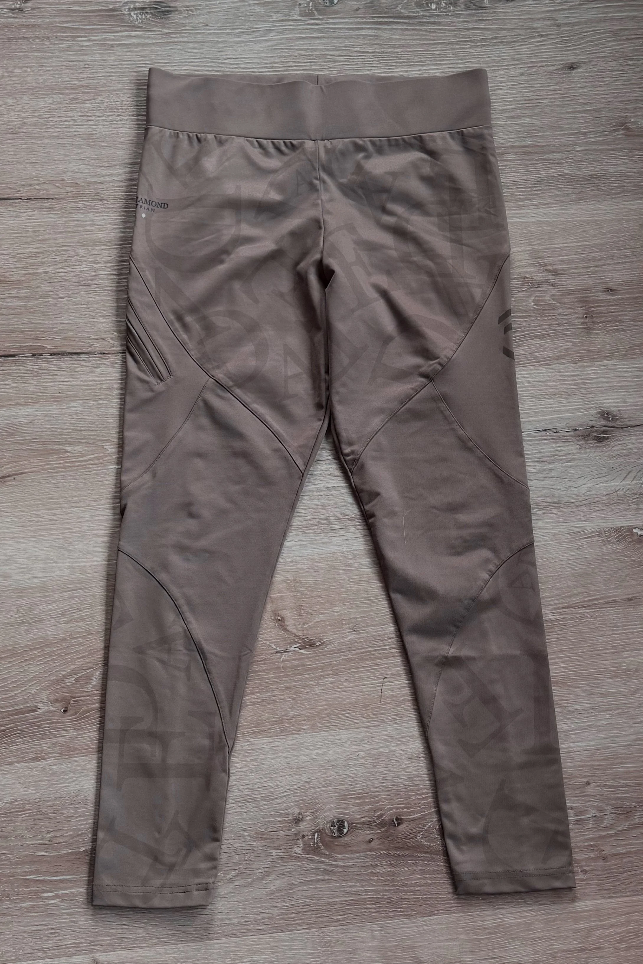 Aztec Diamond Knee Grip Leggings In Taupe - Large