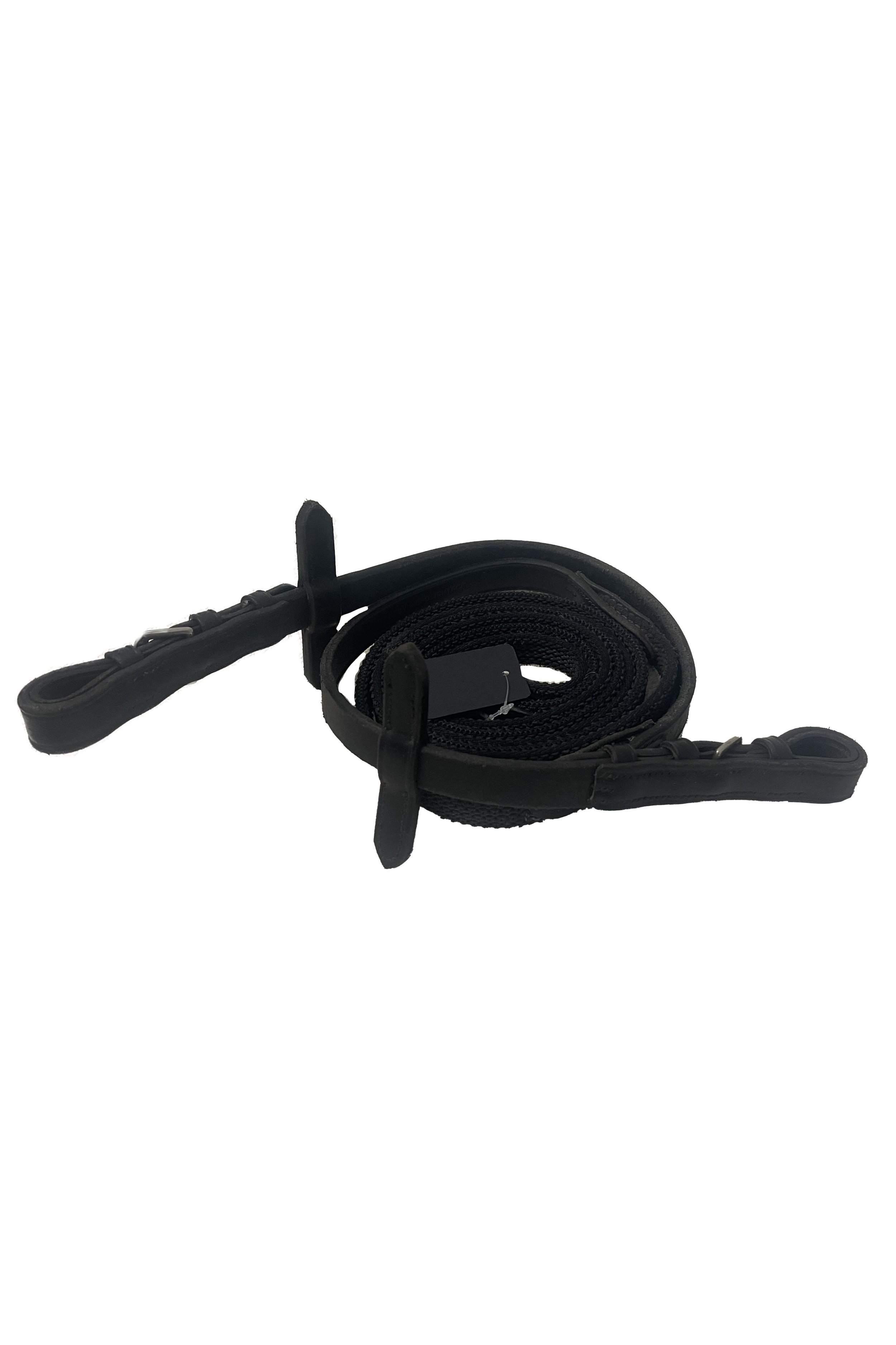Bobby's English Tack Rubberized Web Reins In Black - Full - 2nd Round Equestrian
