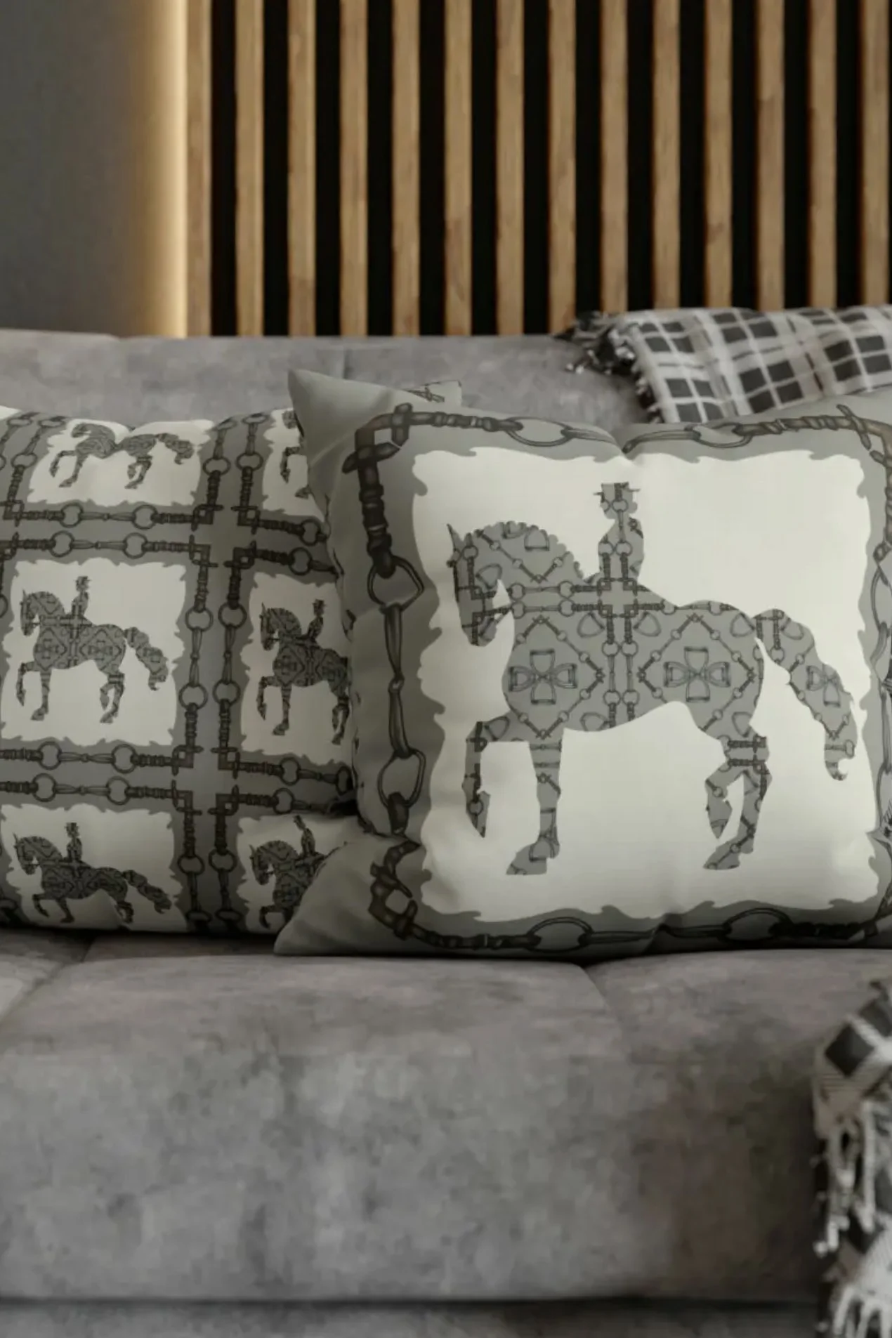 Designs Equine Double Sided Equestrian Dressage Pillowcase With Grey - 18 X 18