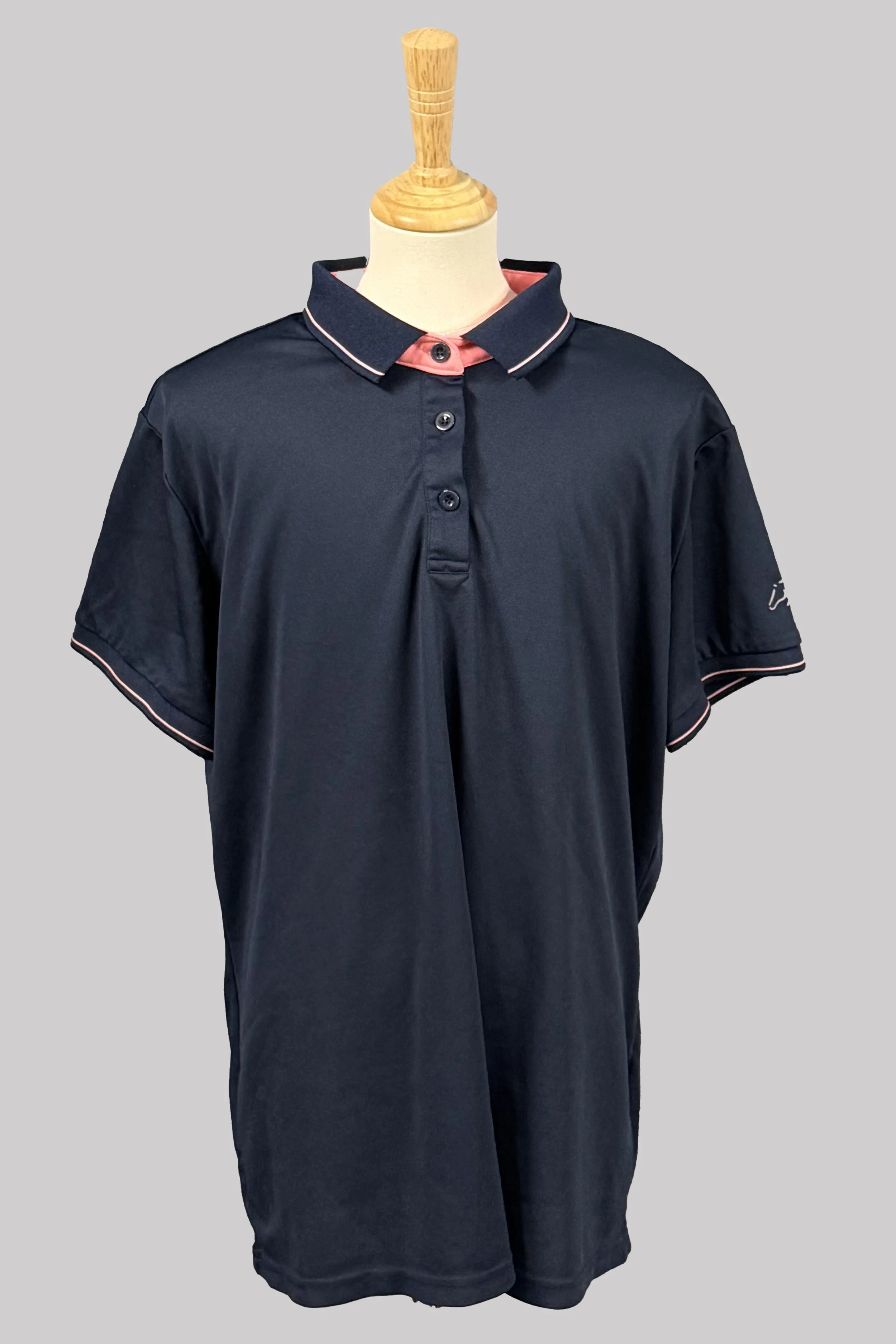 HKM Classic Short Sleeve Polo In Navy & Pink - Size XL