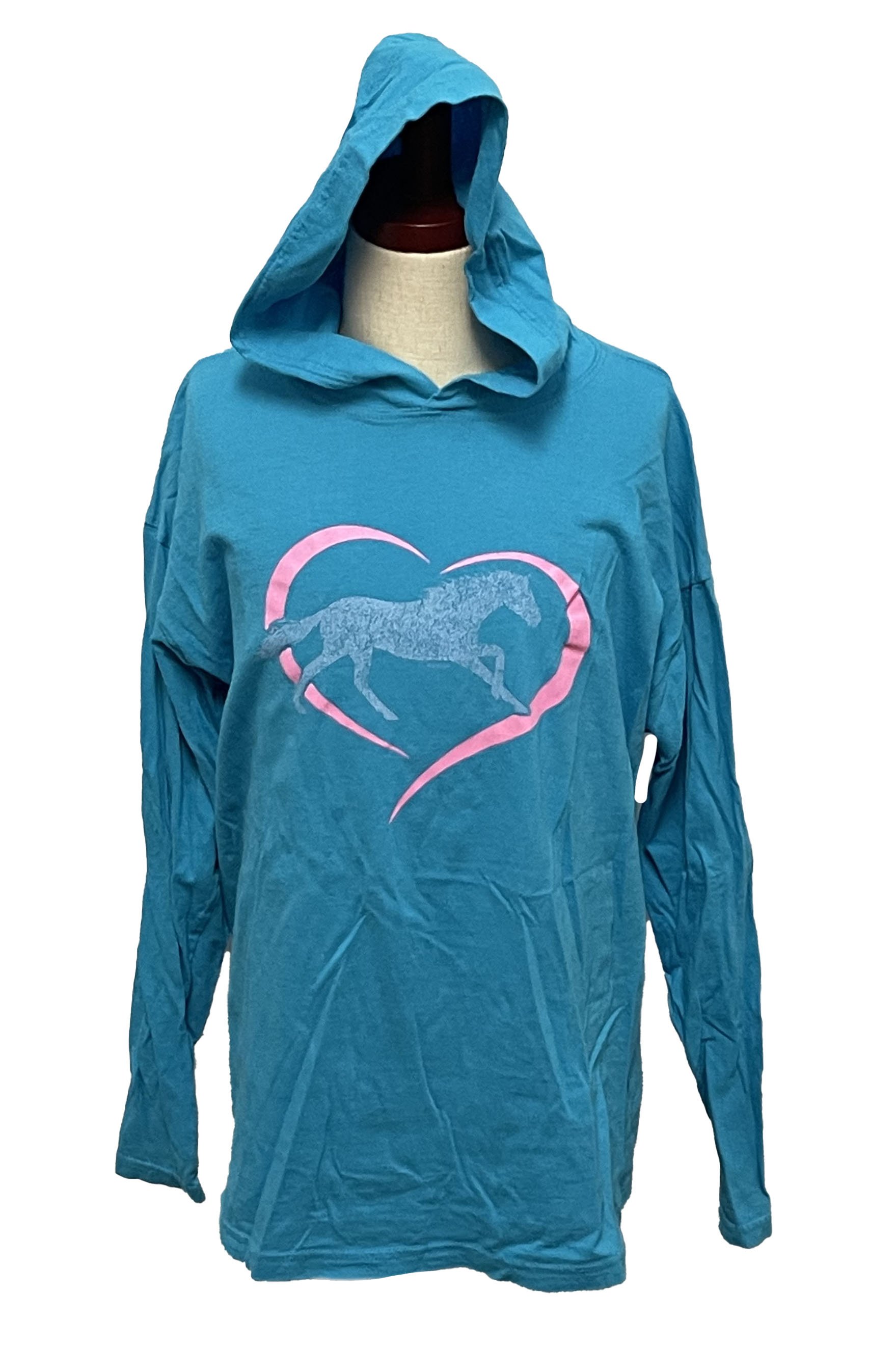 Stirrups Long Sleeve Cotton Hoodie In Blue - Kids Medium