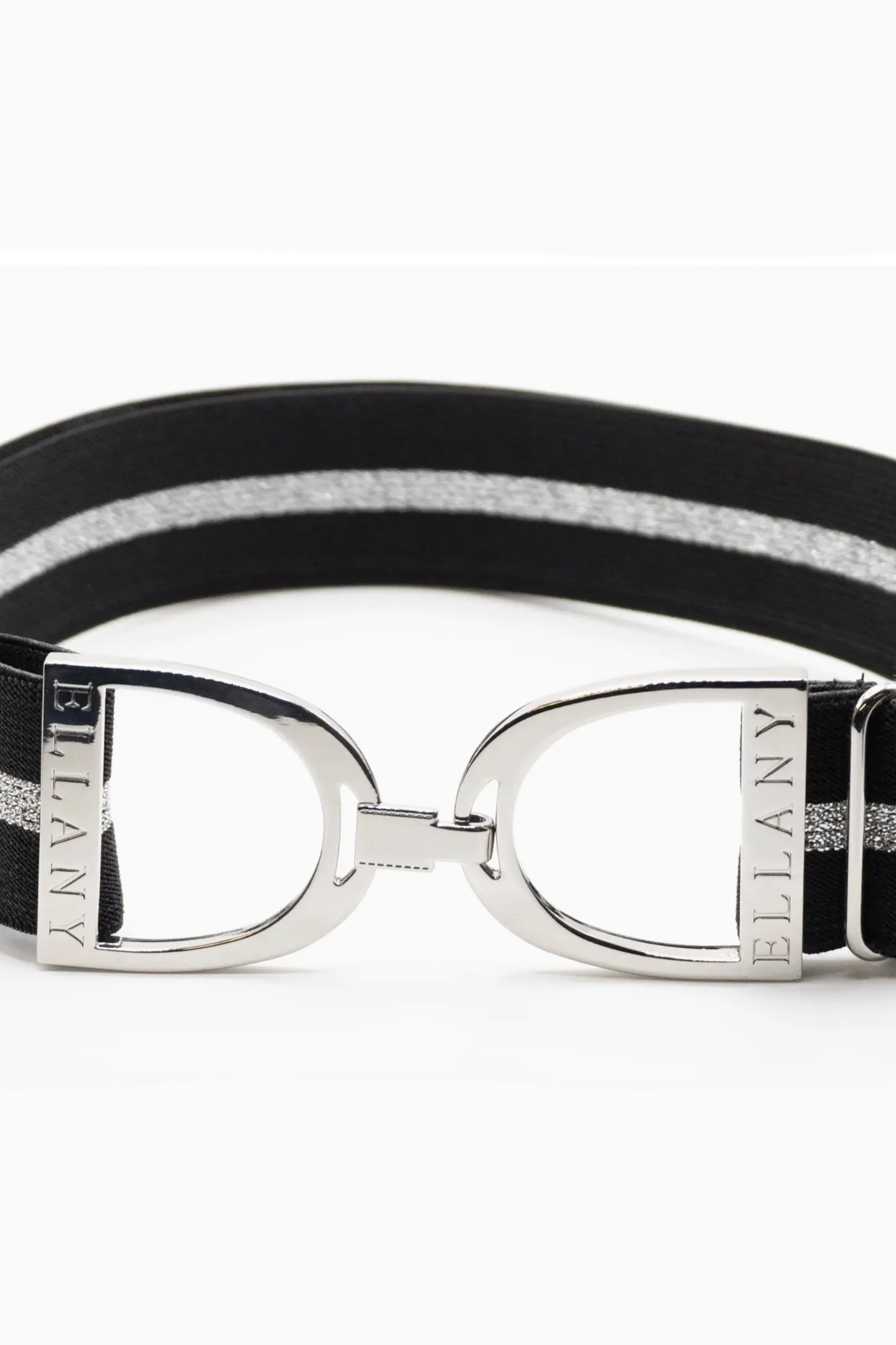 Ellany Stirrup Elastic Belt In Black & Silver & Silver 1.5" - Youth - Adult 2XL
