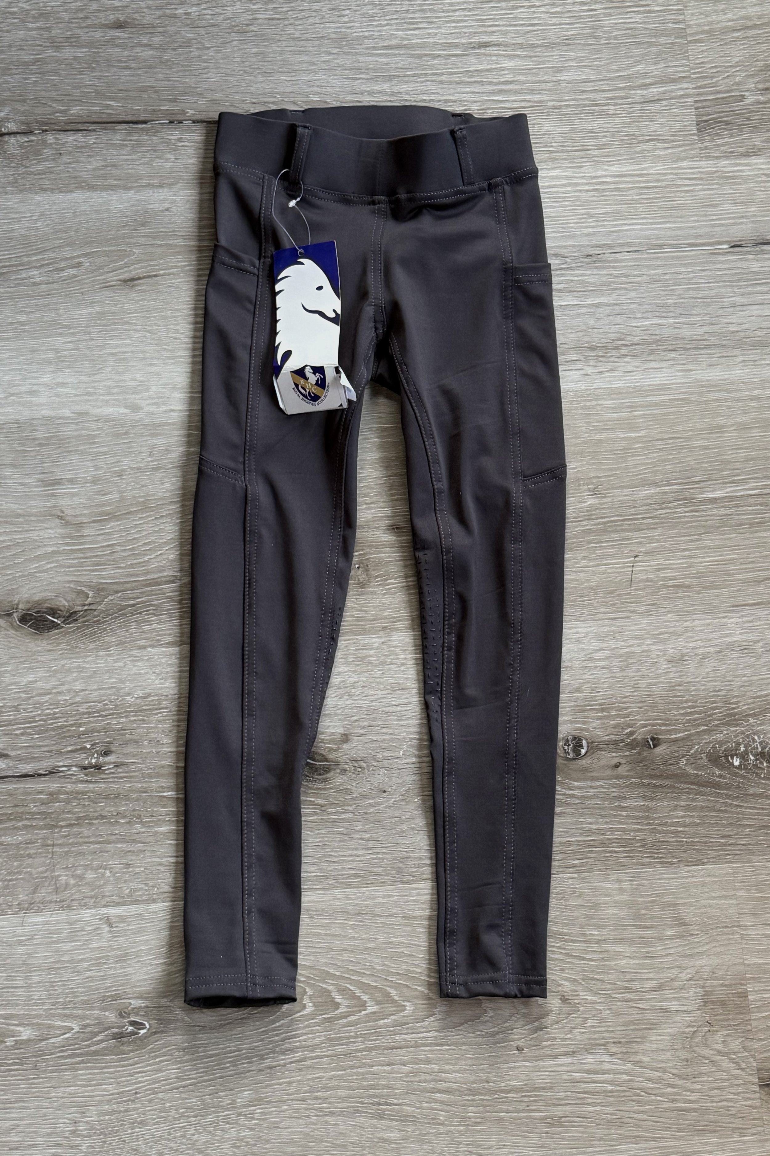 Royal Highness Silicone Knee Patch Tights In Grey - Kids X-Small