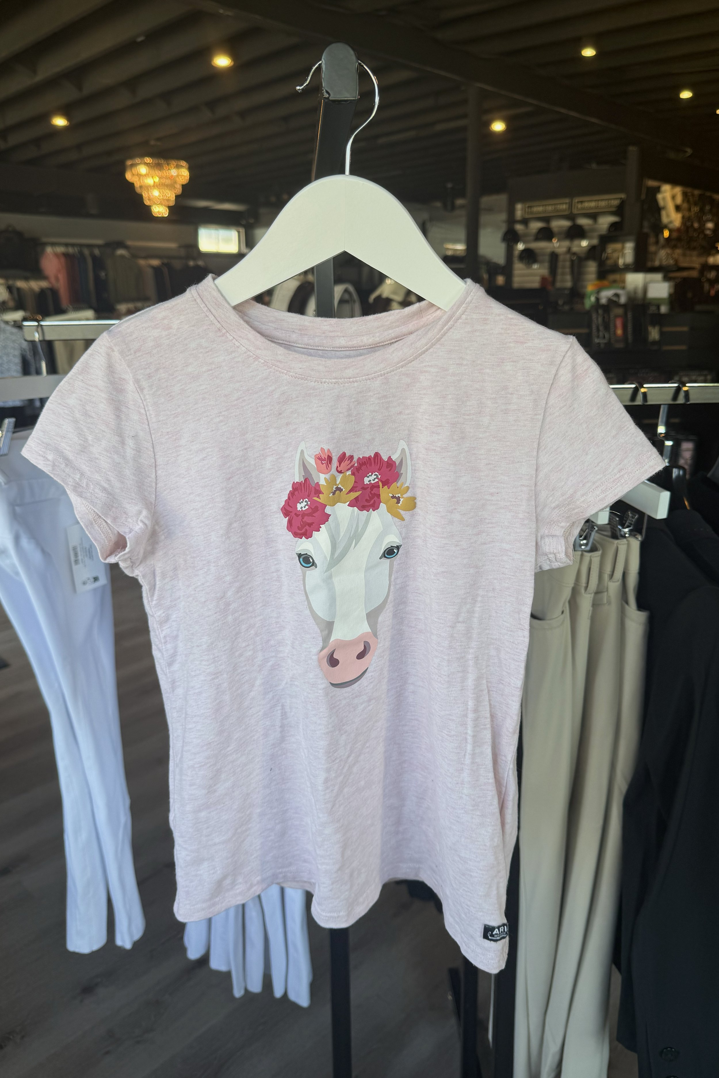 Ariat Flower Crown Short Sleeve Shirt In Pink - Kids Small