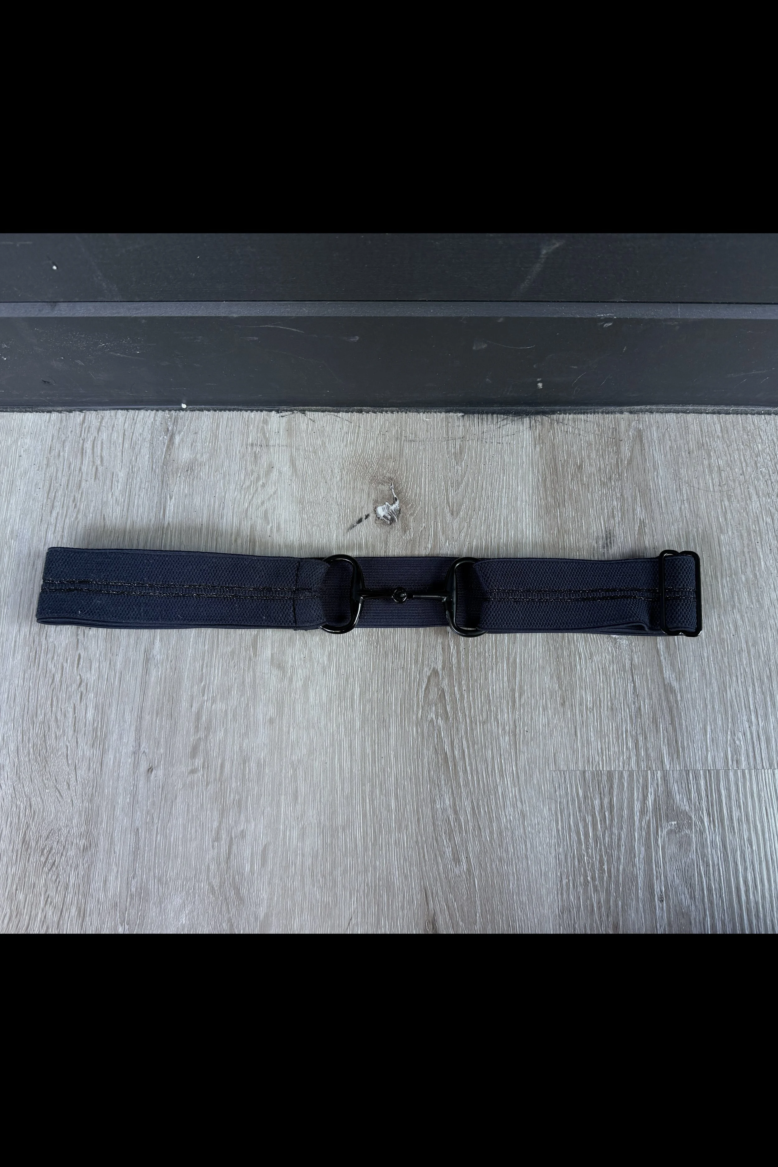 Ellany 2" Elastic Snaffle Bit In Navy With Black Glitter Stripe