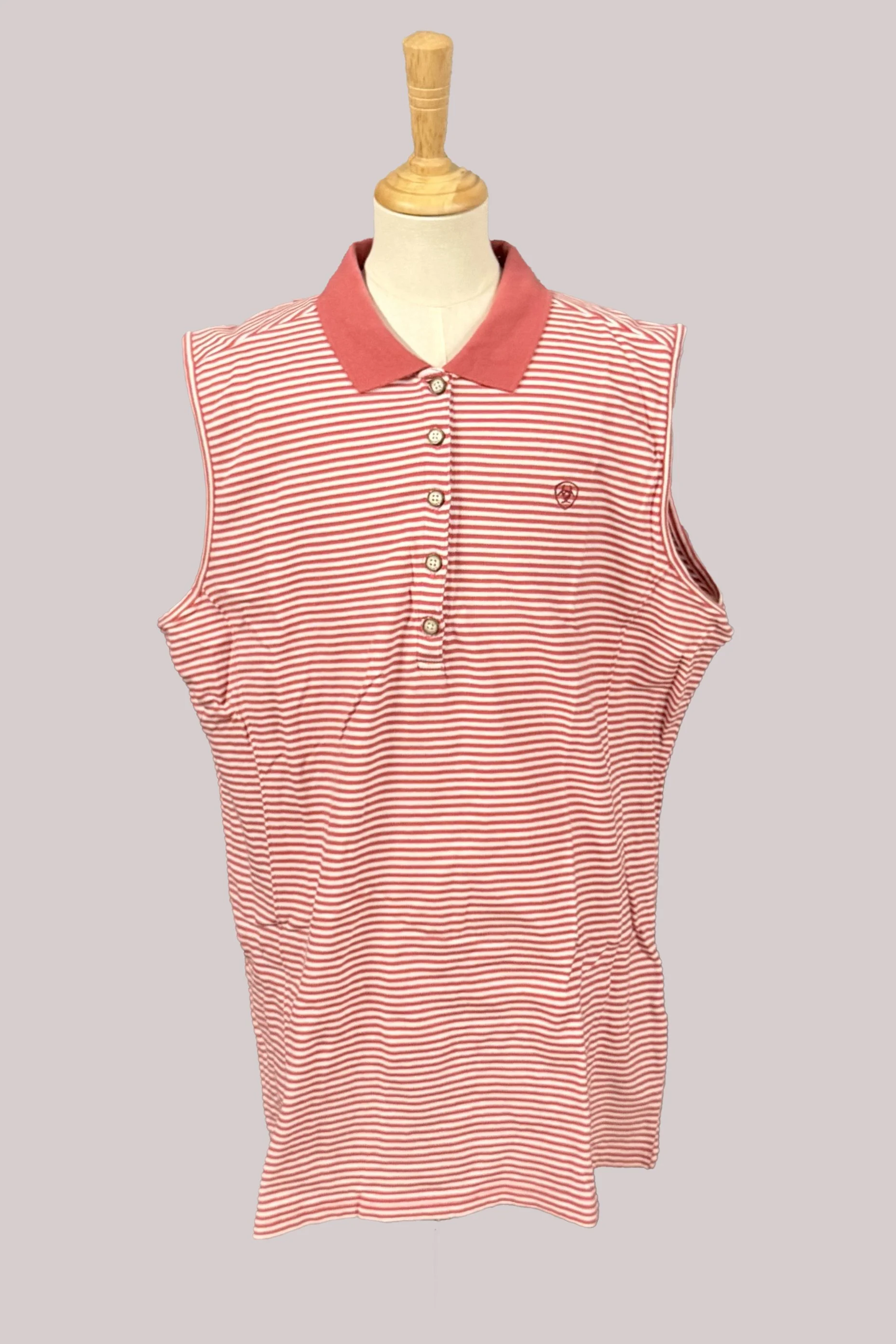 Ariat Prix 3.0 Sleeveless Polo In Coral Stripe - XL