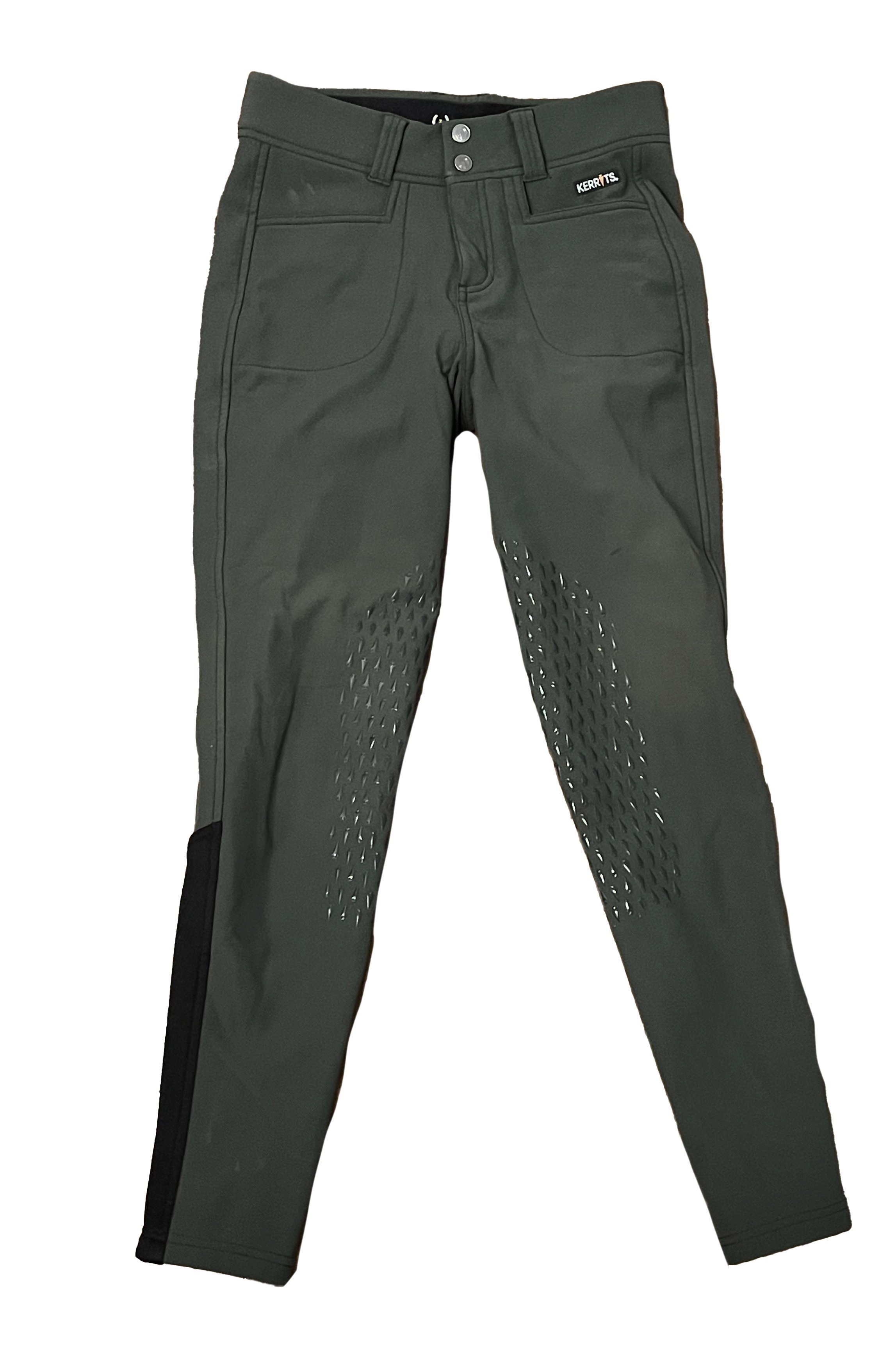Kerrits 3 Season Tailored Knee Patch Riding Breech In Olive Green - Small - 2nd Round Equestrian
