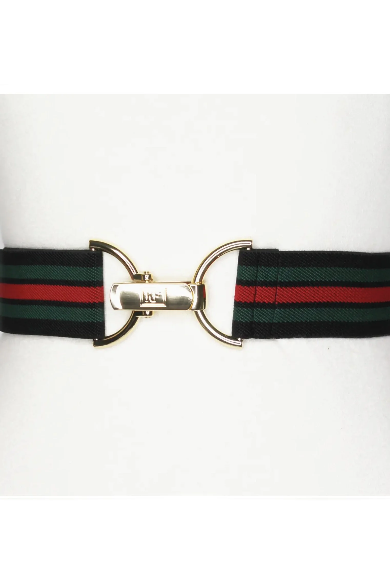KF Clip Adjustable Belt In Black, Green, and Red Stripe