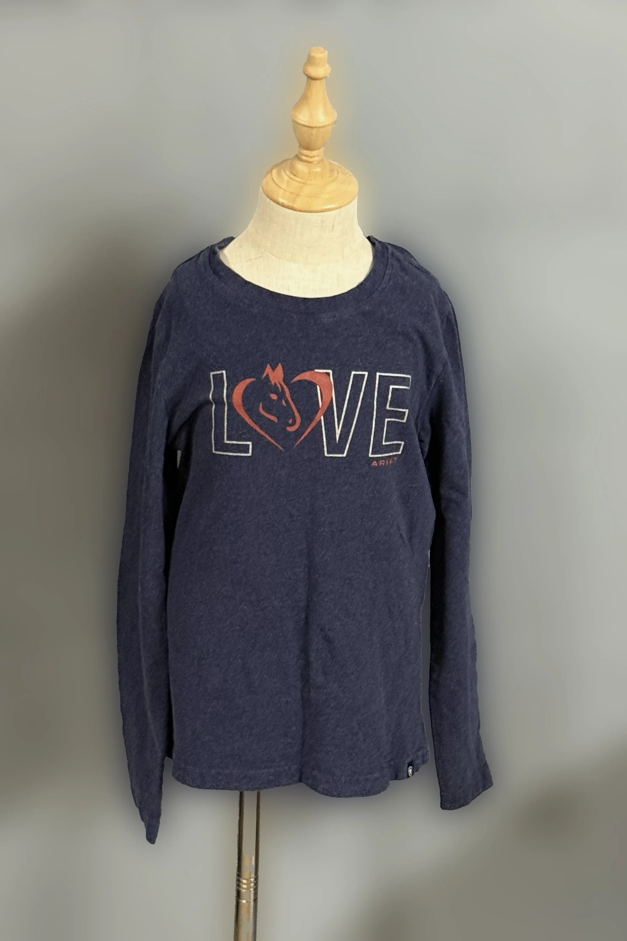 Ariat "Love" Long Sleeve Tee In Navy - Kids Small