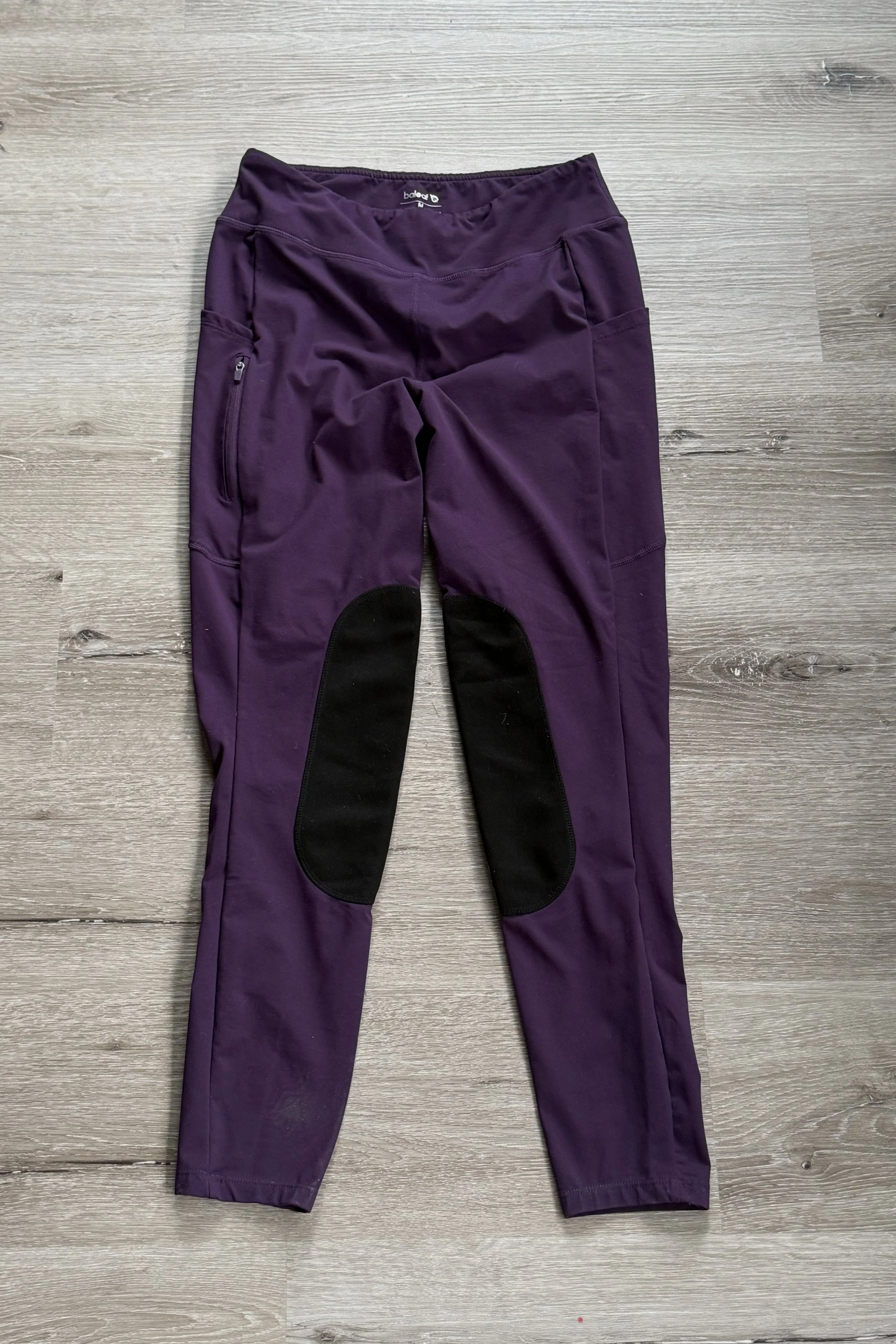 Baleaf Knit Skinny Knee Patch Tights In Purple - Medium